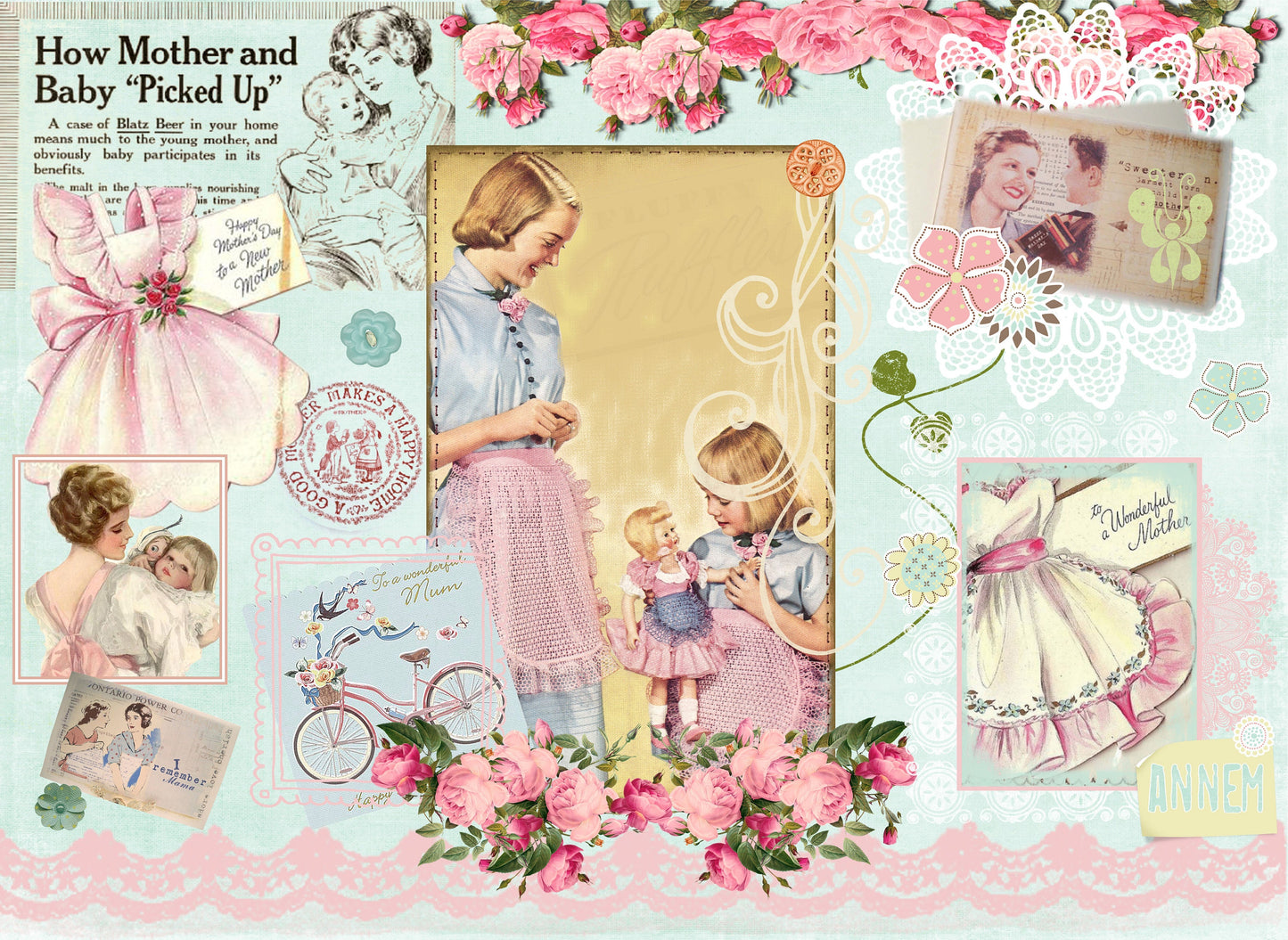 Large Decoupage Paper - Decoupage Art - Rice Paper for Decoupage - Decoupage for Furniture - Vintage Decoupage - Mother & Baby