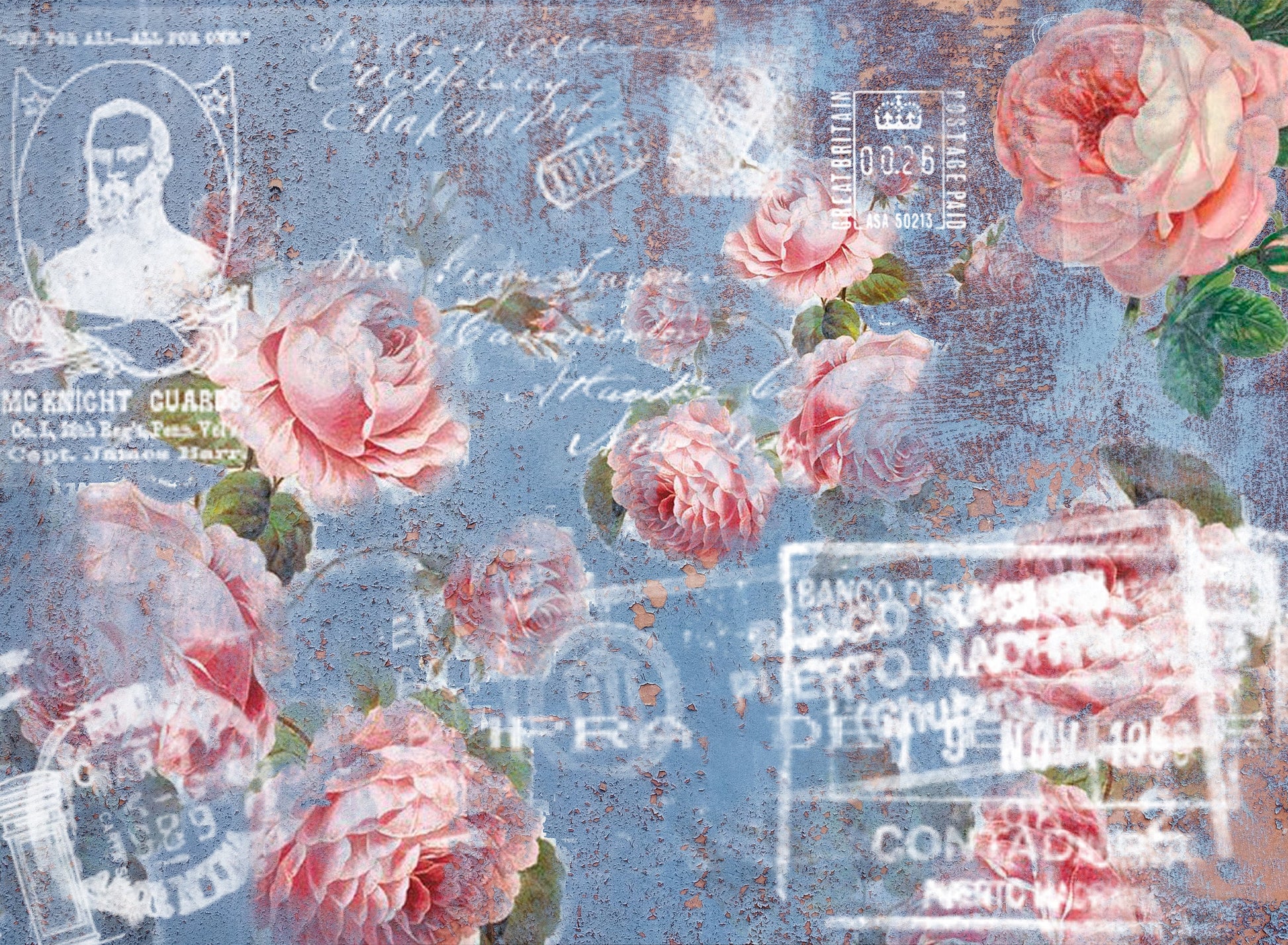 Large Decoupage Paper - Decoupage Art - Rice Paper for Decoupage - Decoupage for Furniture - Vintage Decoupage - Stamp Pink Roses