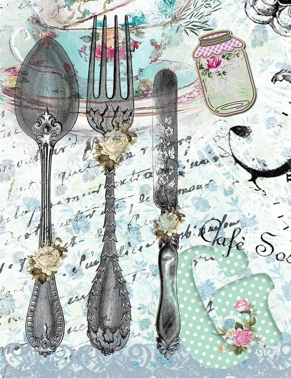 Large Decoupage Paper - Decoupage Art - Rice Paper for Decoupage - Decoupage for Furniture - Vintage Decoupage - Kitchen