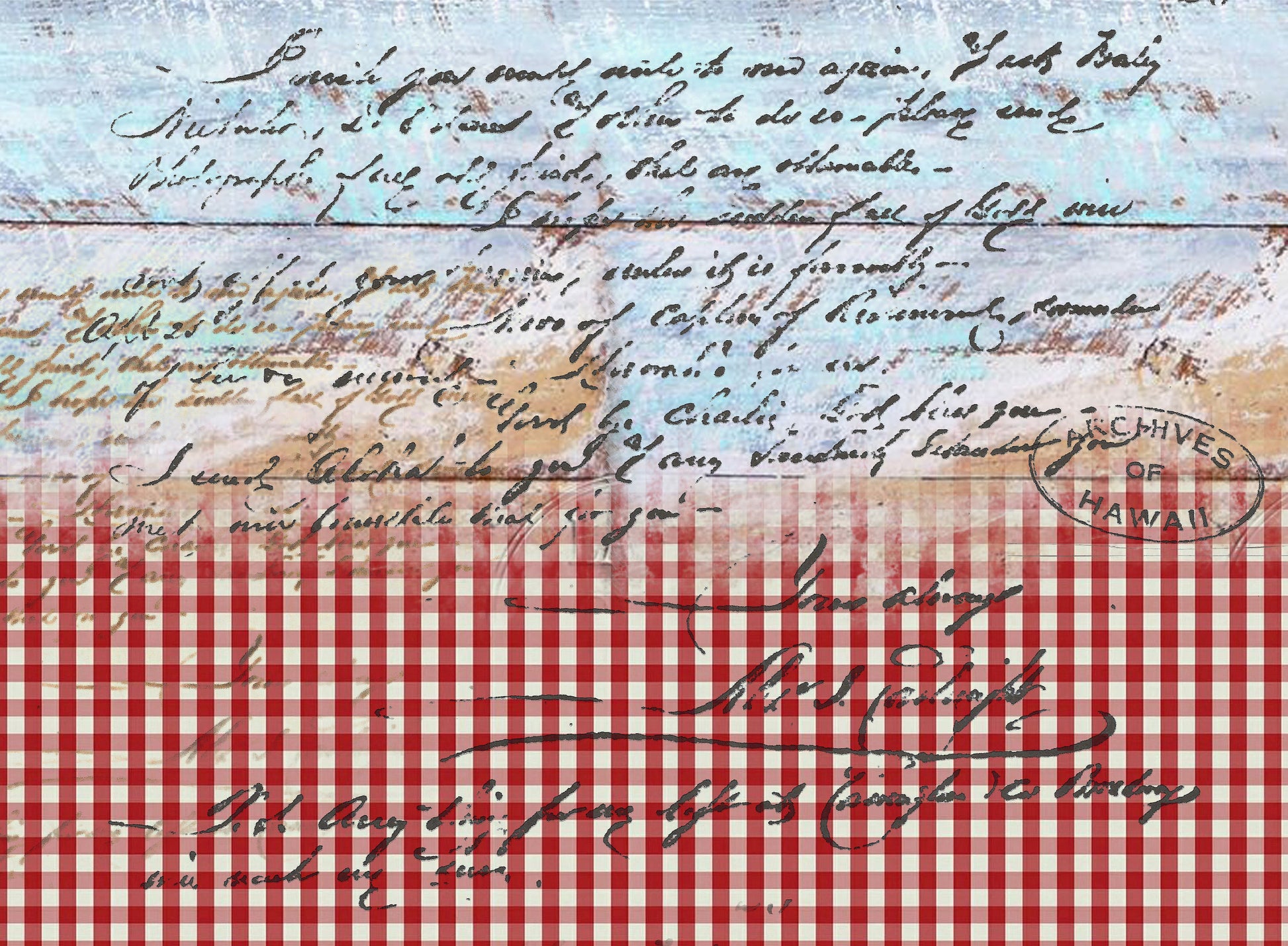 Large Decoupage Paper - Decoupage Art - Rice Paper for Decoupage - Decoupage for Furniture - Vintage Decoupage - Red Gingham