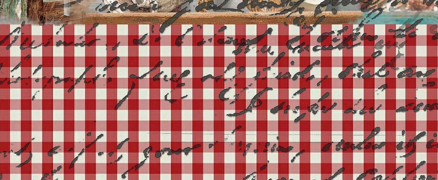 Large Decoupage Paper - Decoupage Art - Rice Paper for Decoupage - Decoupage for Furniture - Vintage Decoupage - Beach Lighthouse Gingham