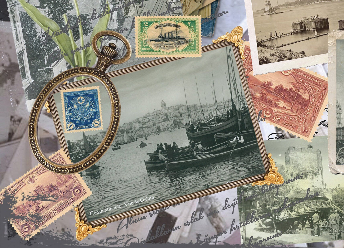 Large Size Rice Paper for Decoupage - Furniture Decoupage - Vintage Decoupage - Old Istanbul - Antique Frames