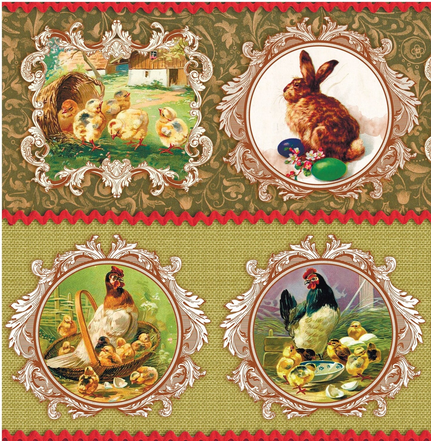 Large Rice Paper for Decoupage - Furniture Decoupage - Vintage Decoupage - Floral Decoupage Paper - Chicken Rabbit