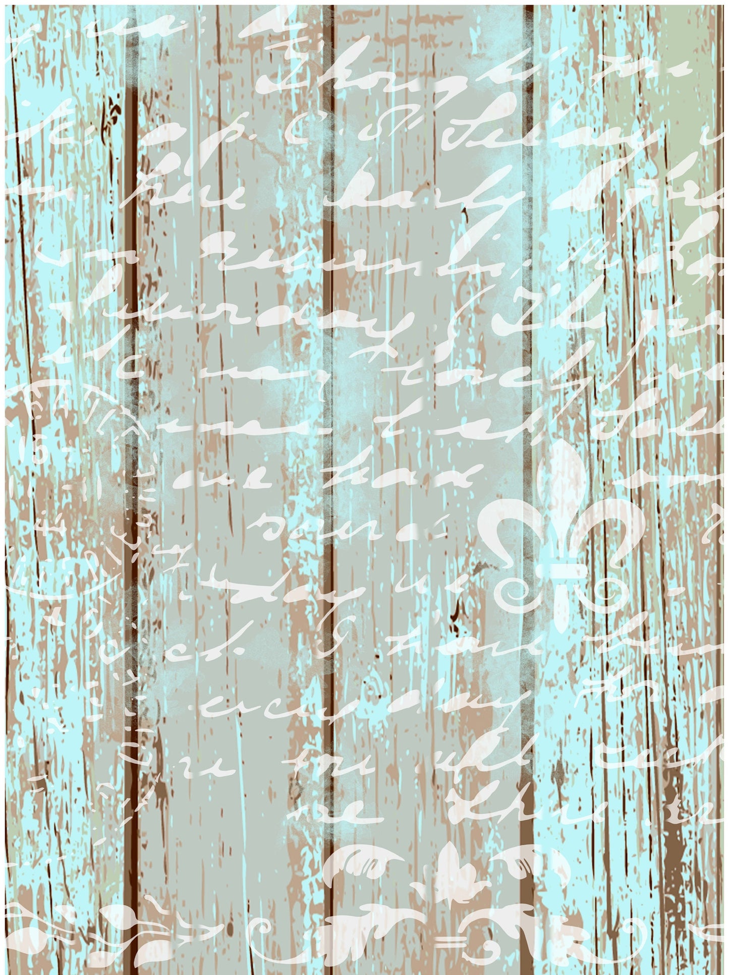 Large Rice Paper for Decoupage - Furniture Decoupage - Vintage Decoupage - Floral Decoupage Paper - Old Wooden Floor Handwrite