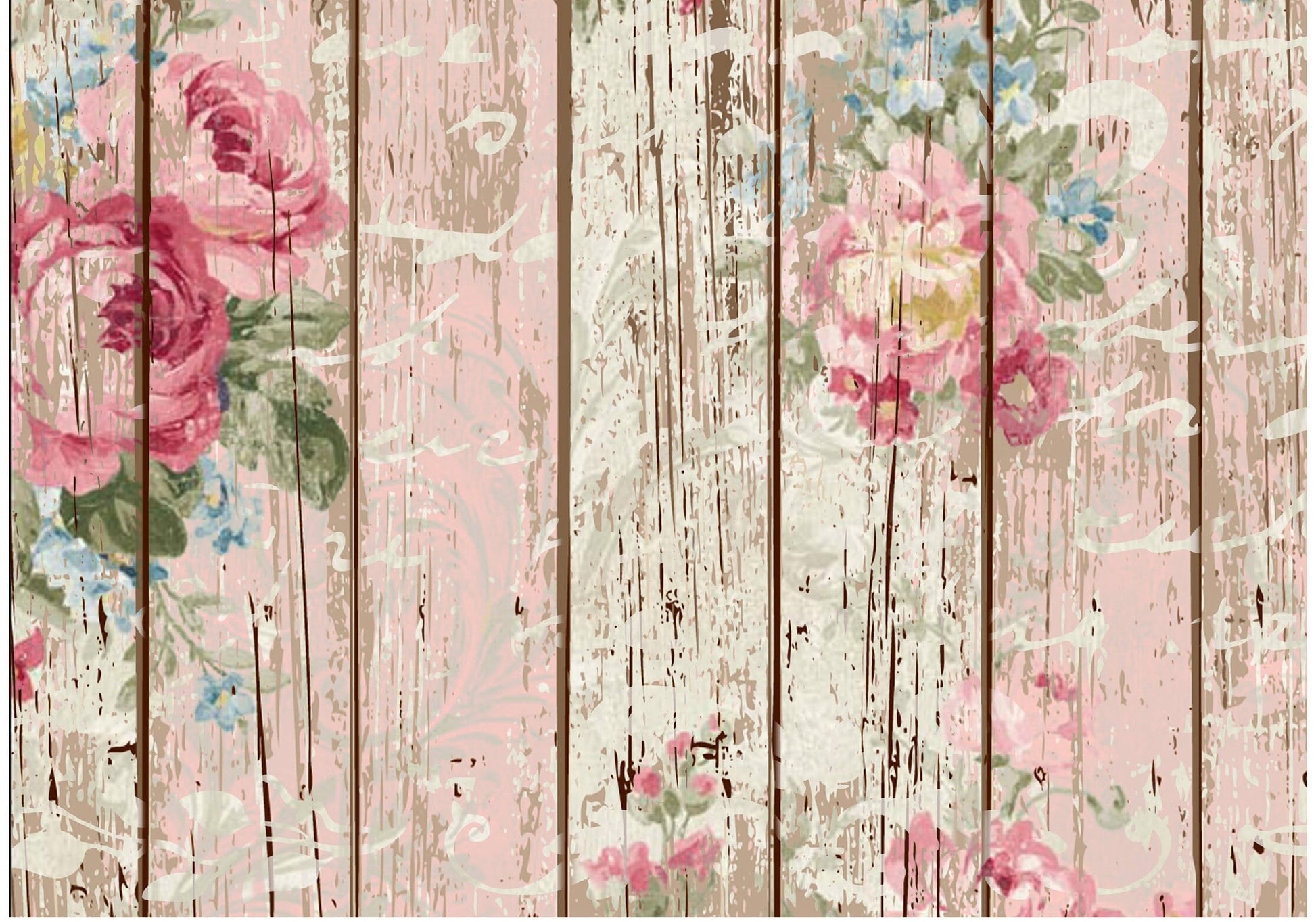 Large Rice Paper for Decoupage - Furniture Decoupage - Vintage Floral - Old Wooden Floor Roses