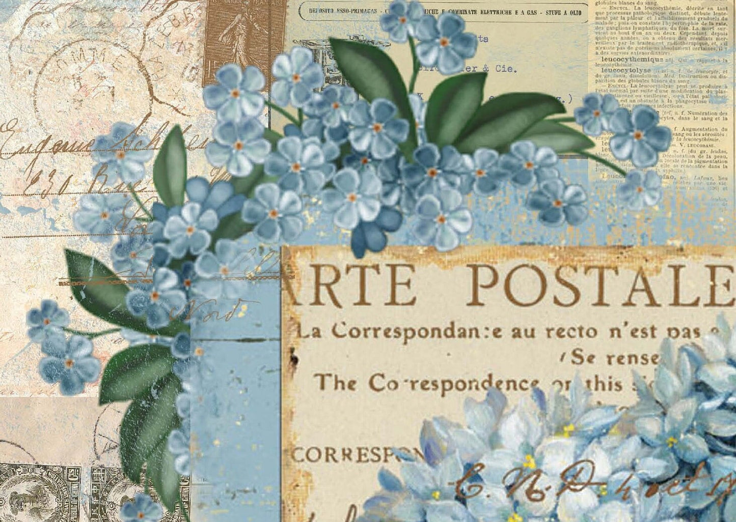 Floral Hydrangea Rice Paper - Vintage Decoupage Furniture Craft