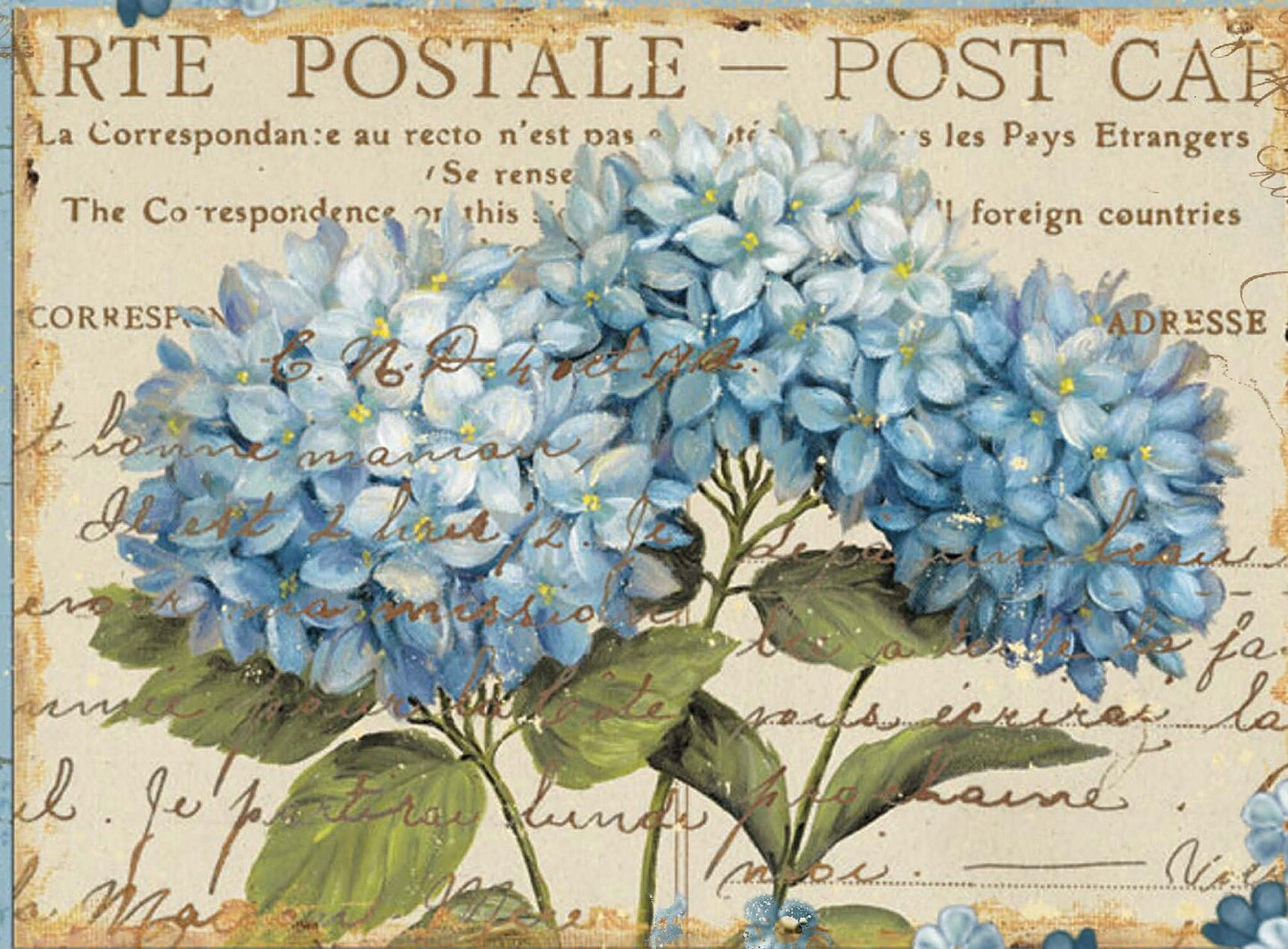 Floral Hydrangea Rice Paper - Vintage Decoupage Furniture Craft