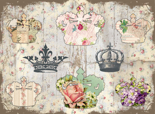Large Rice Paper for Decoupage - Furniture Decoupage - Vintage Decoupage - Floral Decoupage Paper - Crown Flowers
