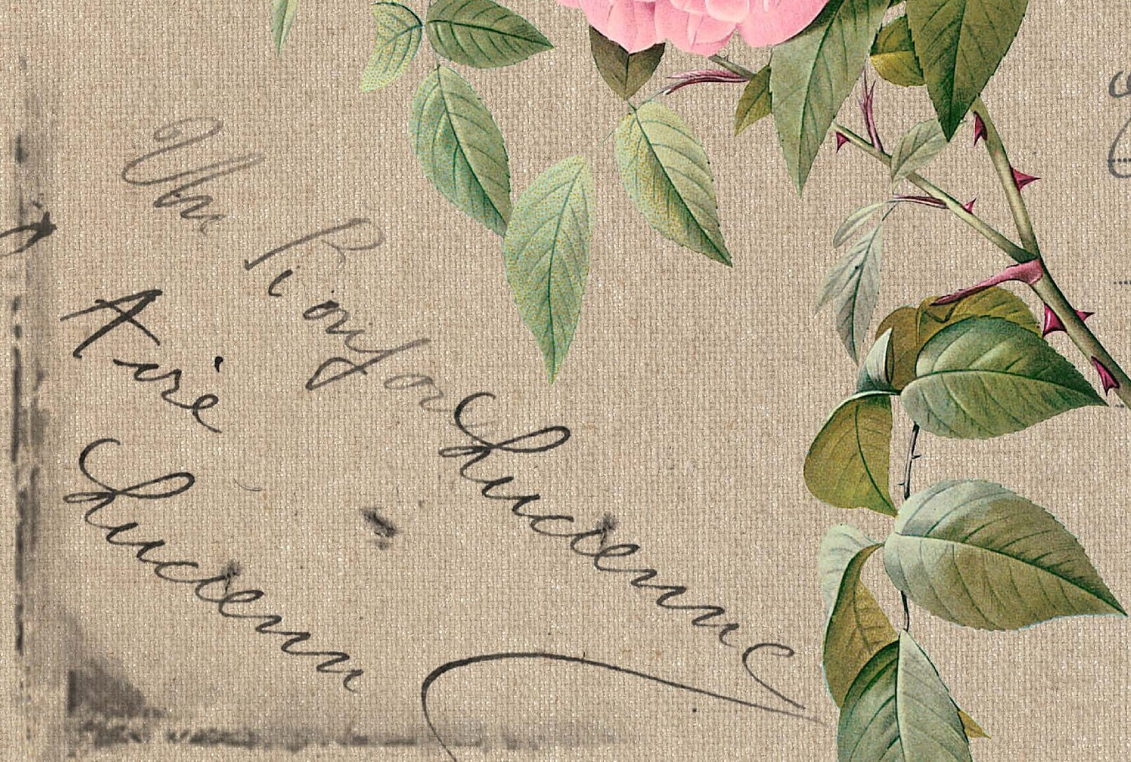 Post Card - Large Rice Paper for Decoupage - Furniture Decoupage - Vintage Decoupage - Floral Decoupage Paper