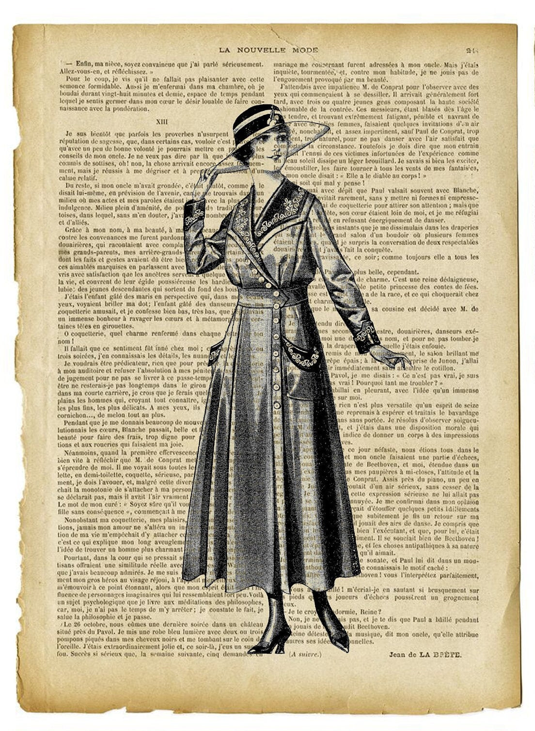 Large Rice Paper for Decoupage - Furniture Decoupage - Vintage Decoupage - Decoupage Paper - Old Book Sheet Women