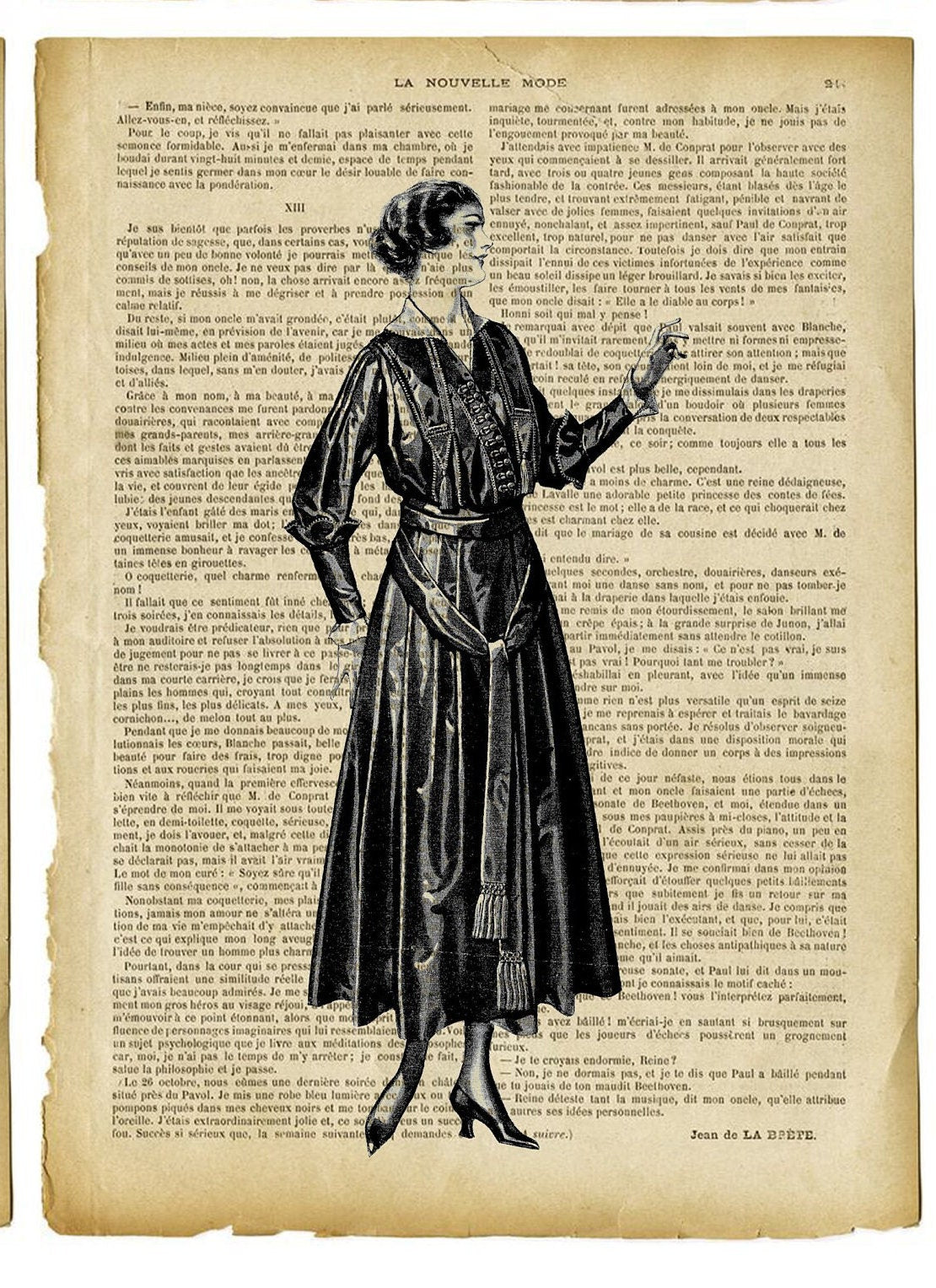 Large Rice Paper for Decoupage - Furniture Decoupage - Vintage Decoupage - Decoupage Paper - Old Book Sheet Women