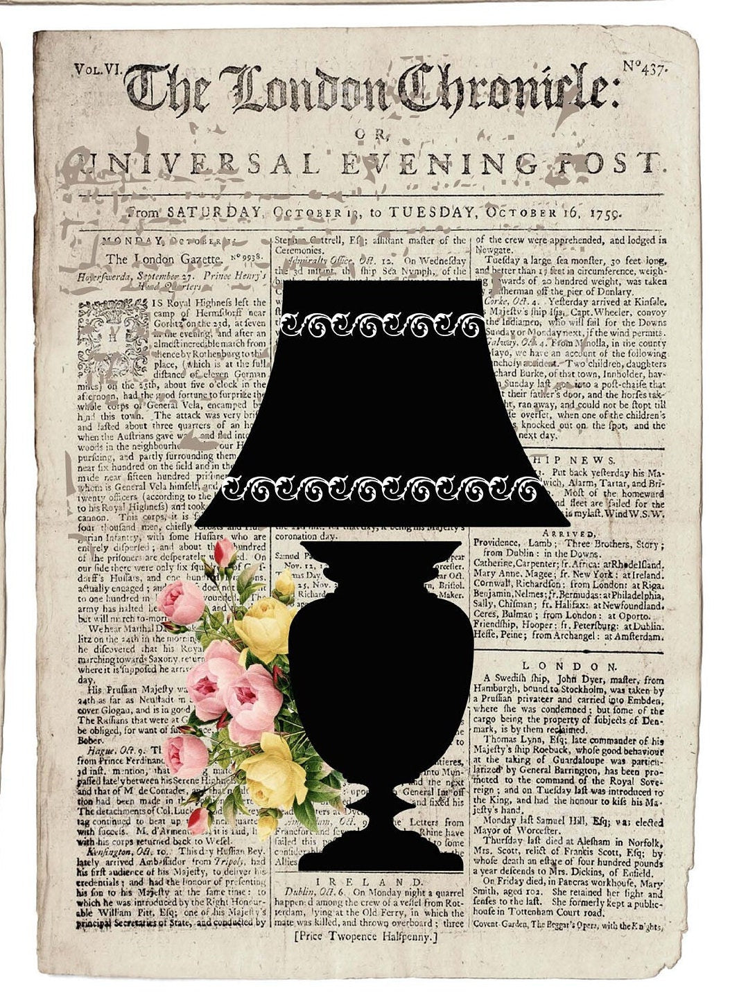 Large Rice Paper for Decoupage - Furniture Decoupage - Vintage Decoupage - Decoupage Paper - Old Newspaper Shadow