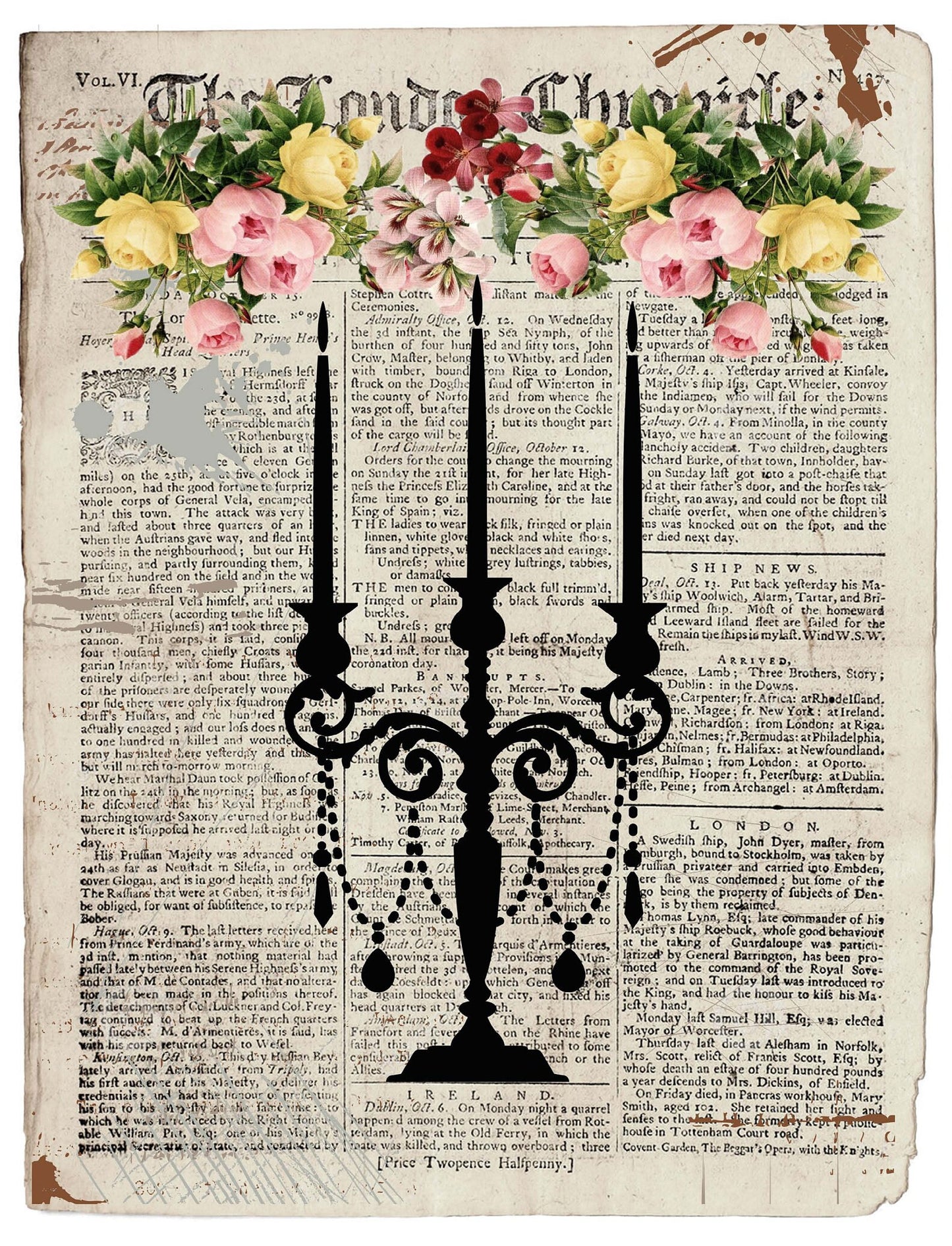 Large Rice Paper for Decoupage - Furniture Decoupage - Vintage Decoupage - Decoupage Paper - Old Newspaper Shadow