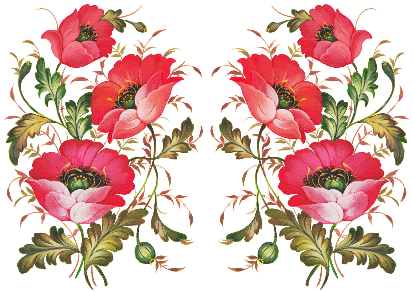 Floral Decoupage Rice Paper - Large Oil Paint Flowers