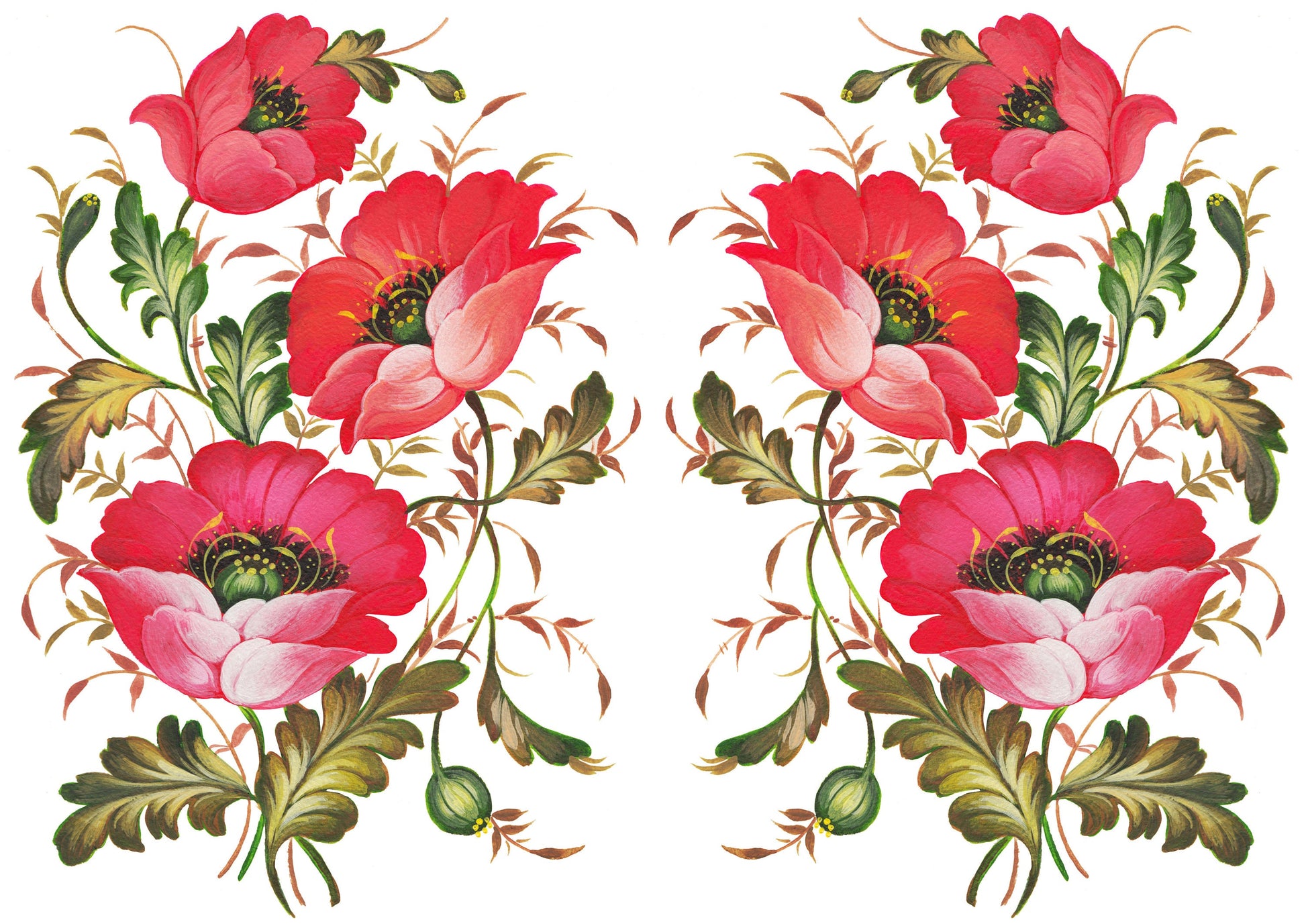 Floral Decoupage Rice Paper - Large Oil Paint Flowers