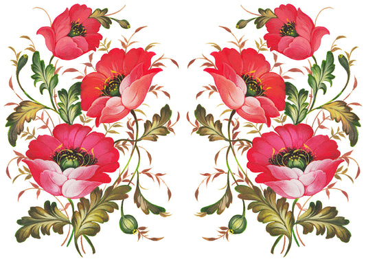 Floral Decoupage Rice Paper - Large Oil Paint Flowers