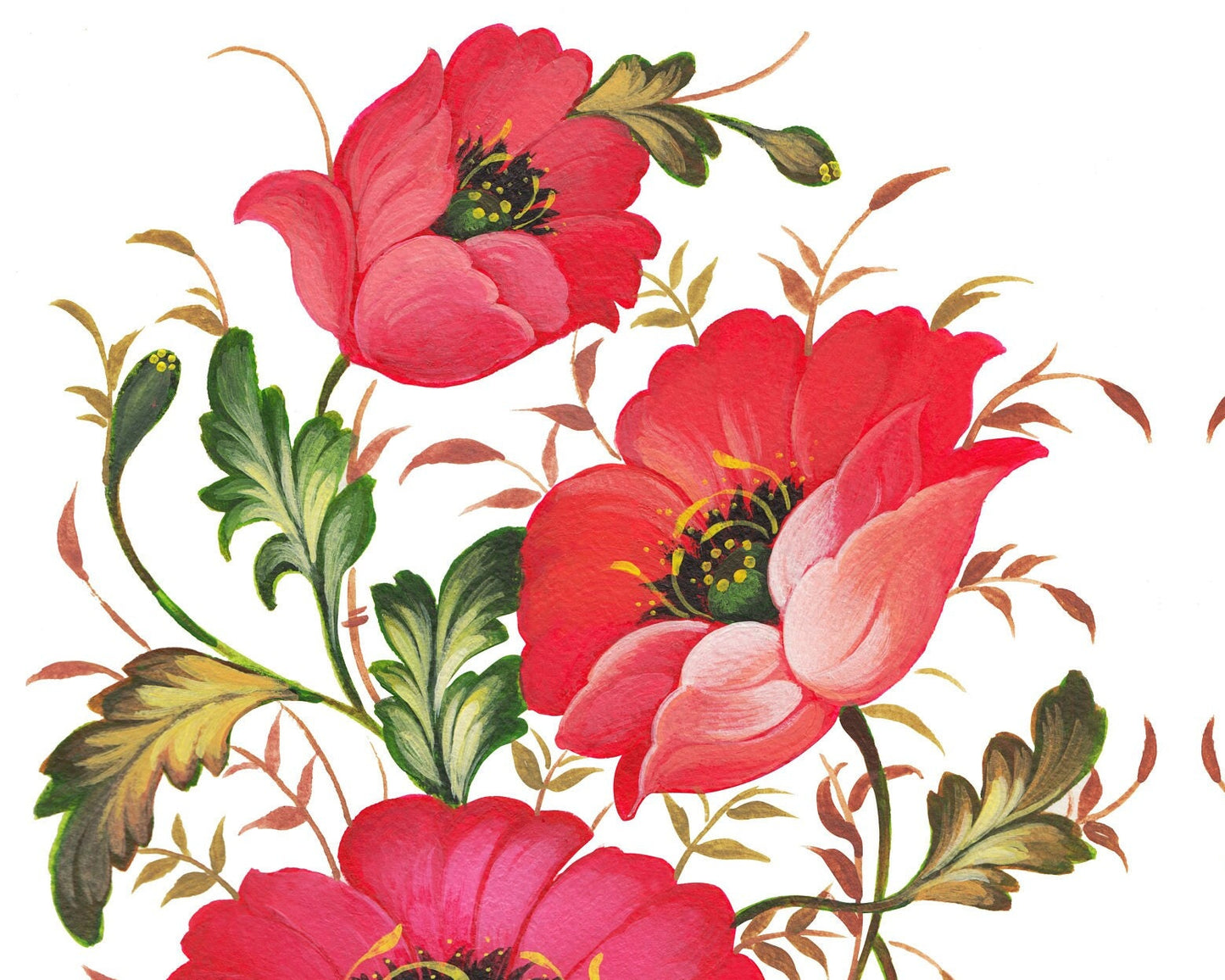Floral Decoupage Rice Paper - Large Oil Paint Flowers