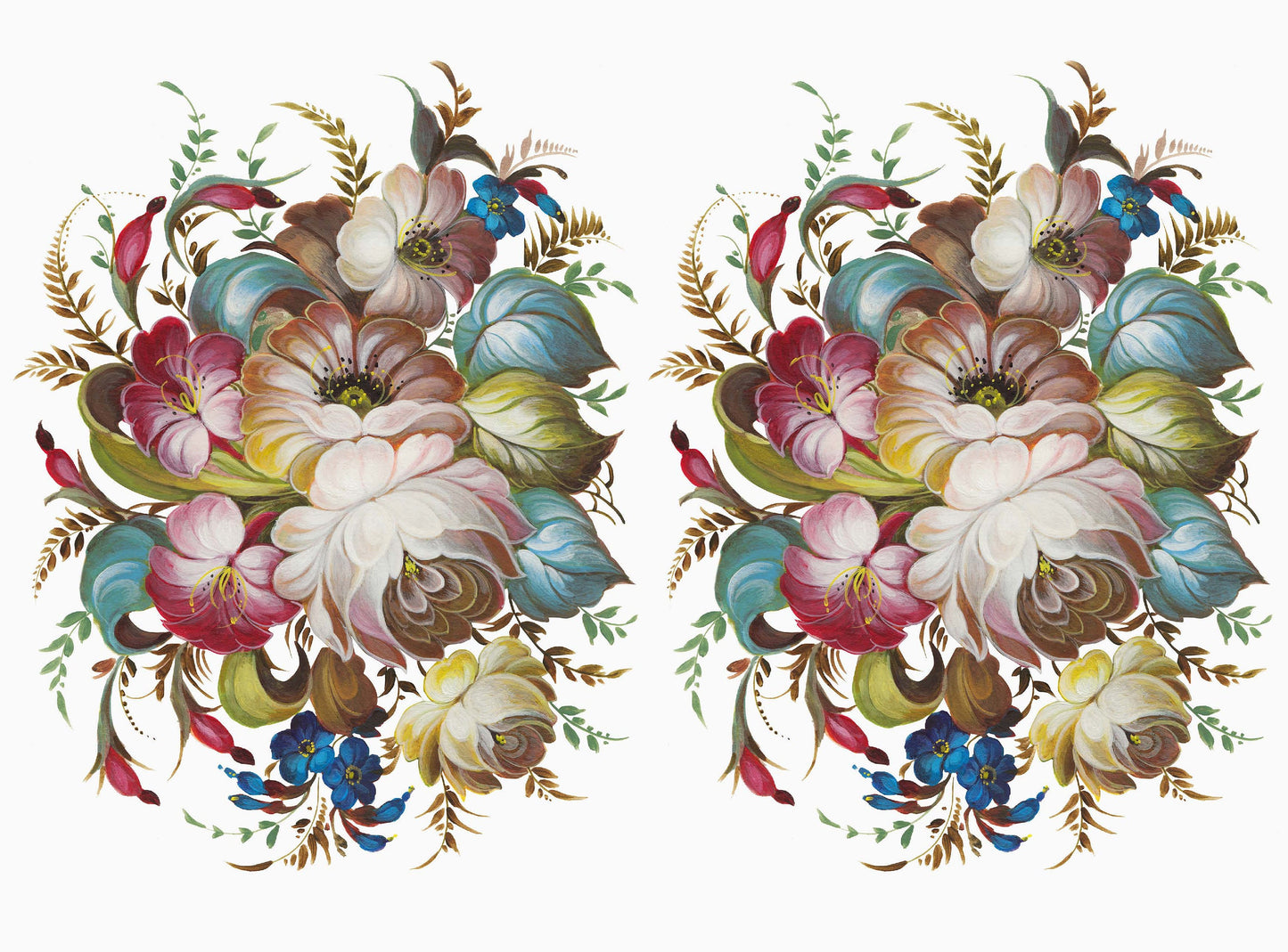 Oil Paint Flowers - Large Rice Paper for Decoupage - Furniture Decoupage - Vintage Decoupage - Floral Decoupage Paper