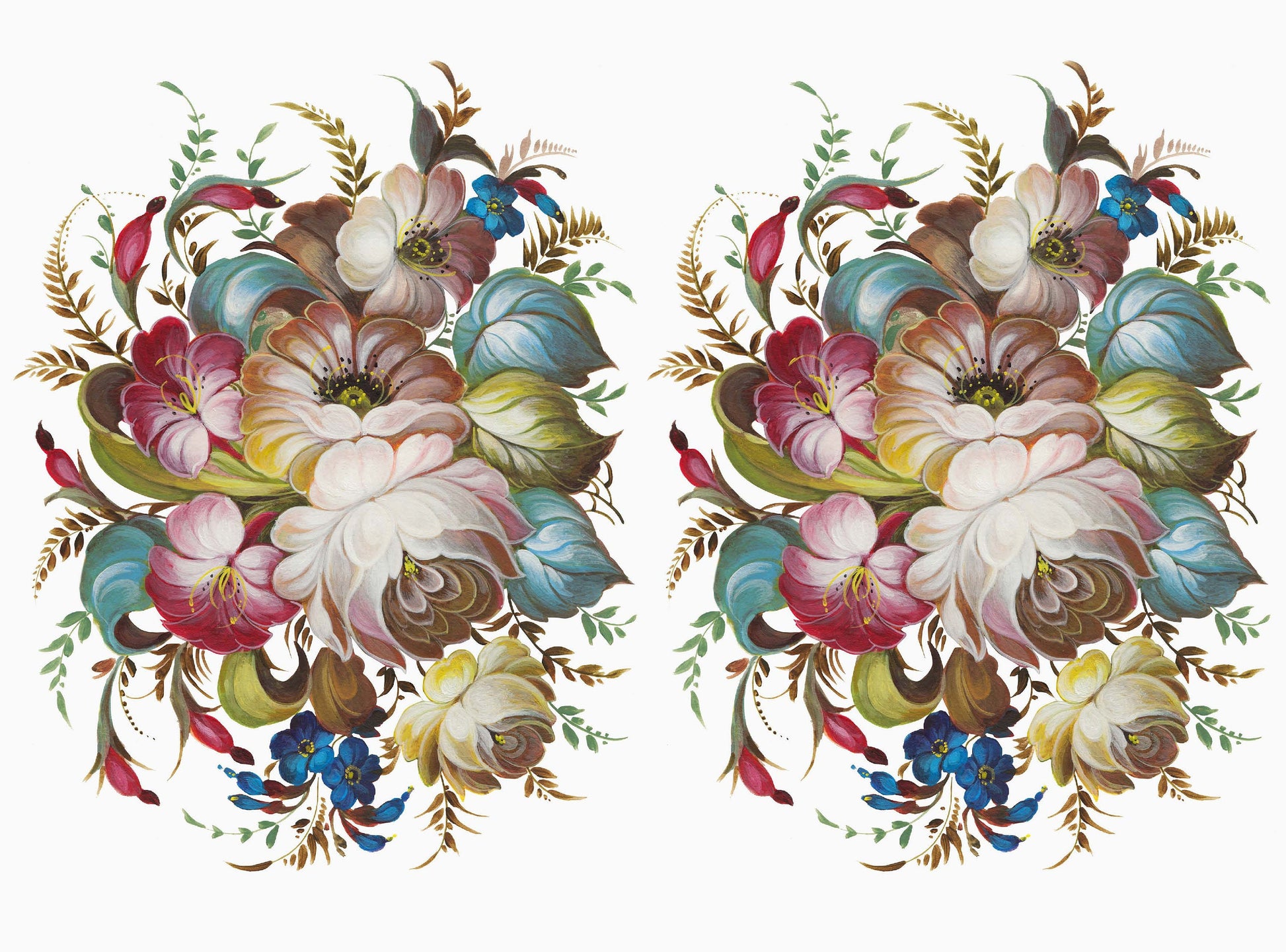 Oil Paint Flowers - Large Rice Paper for Decoupage - Furniture Decoupage - Vintage Decoupage - Floral Decoupage Paper
