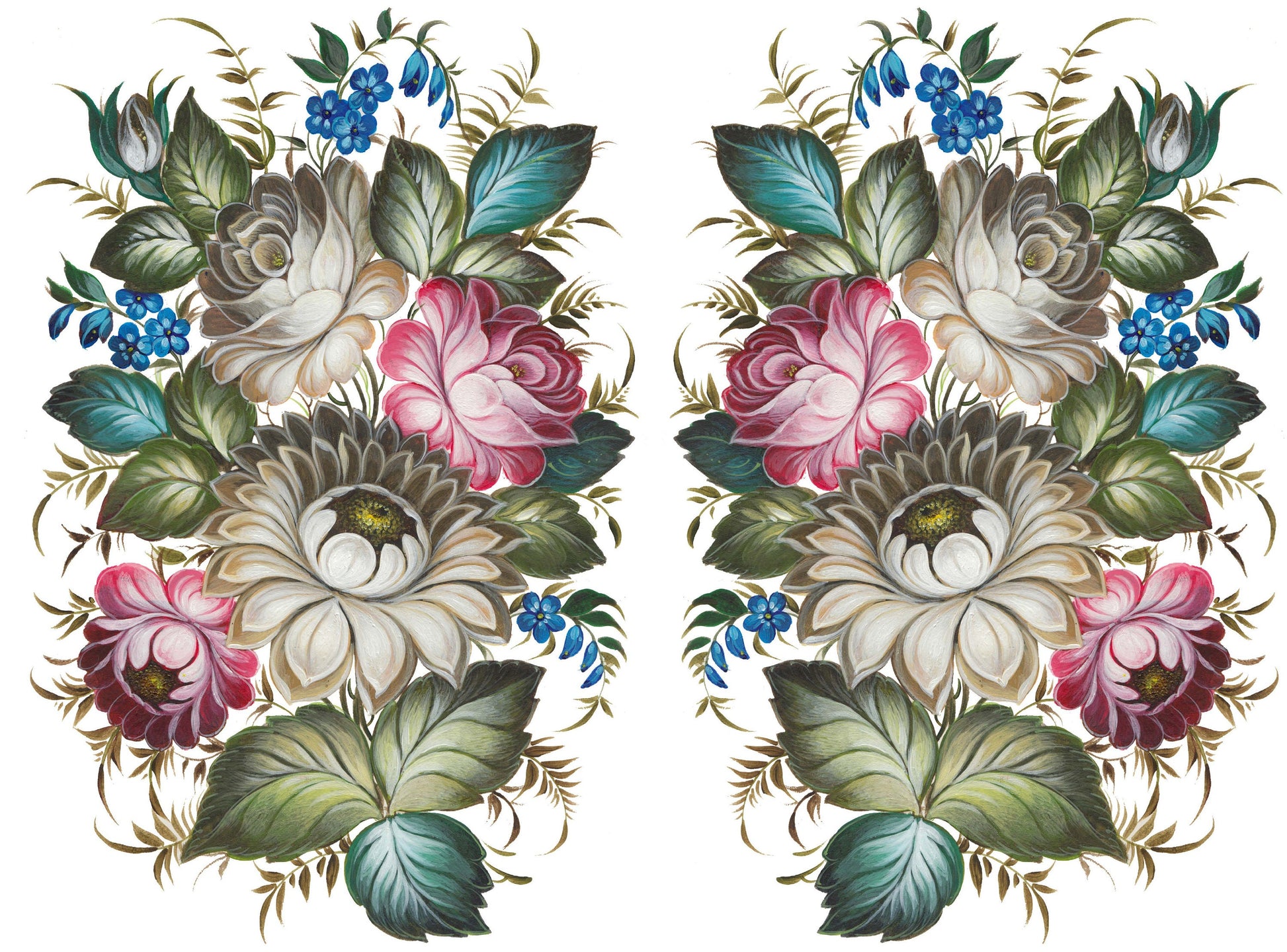 Oil Paint Flowers - Large Rice Paper for Decoupage - Furniture Decoupage - Vintage Decoupage - Floral Decoupage Paper