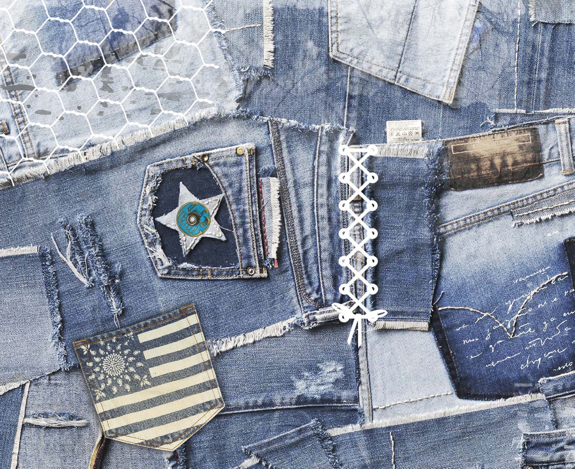 Denim - Large Rice Paper for Decoupage - Furniture Decoupage - Vintage Decoupage - Decoupage Paper