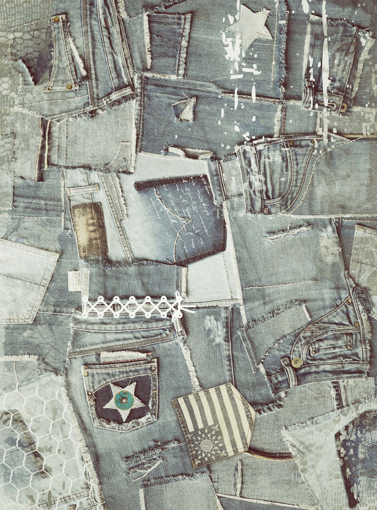 Denim Rice Paper - Large Decoupage Paper for Furniture