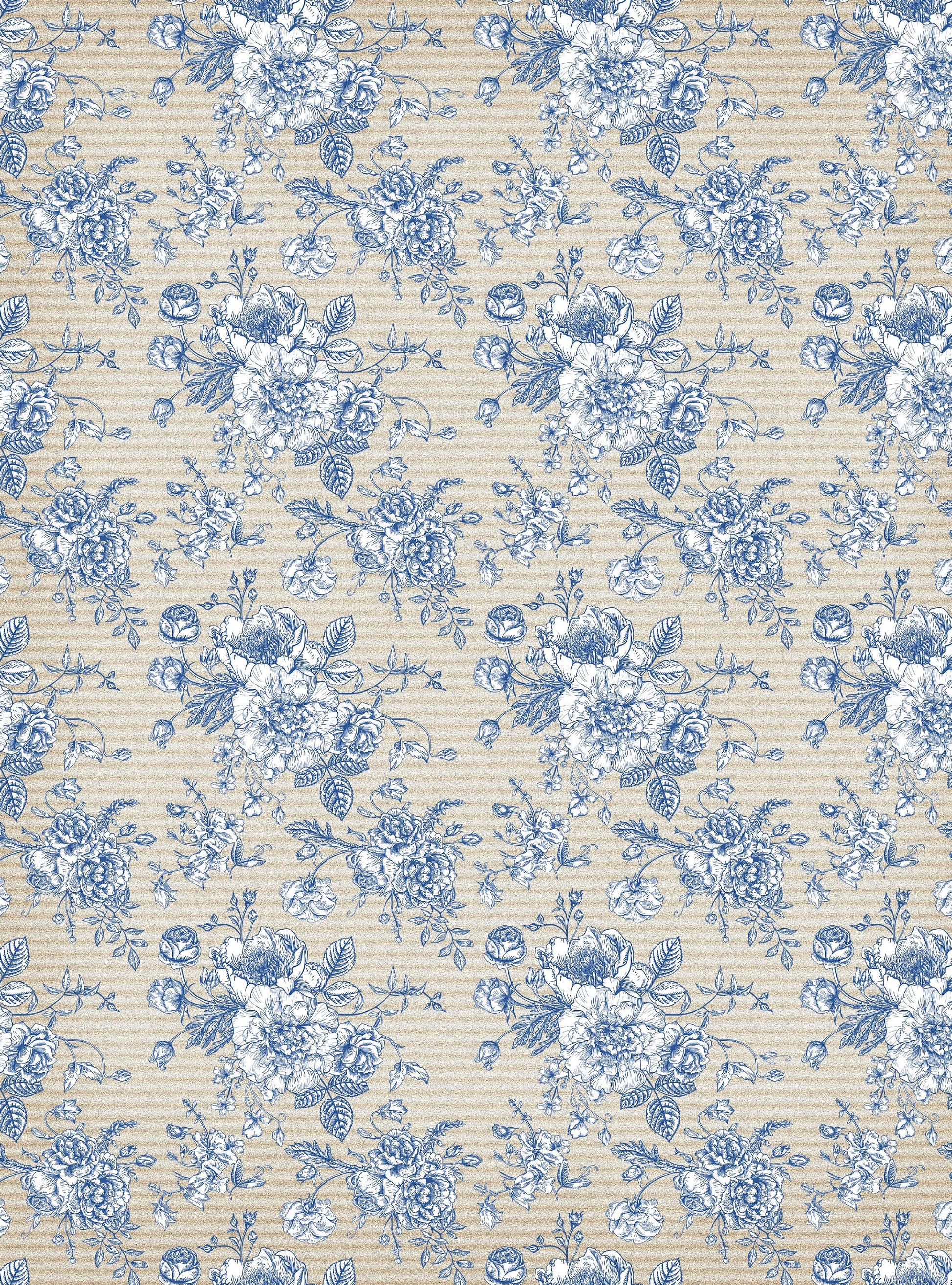 Blue Flowers - Large Rice Paper for Decoupage - Furniture Decoupage - Vintage Decoupage - Decoupage Paper