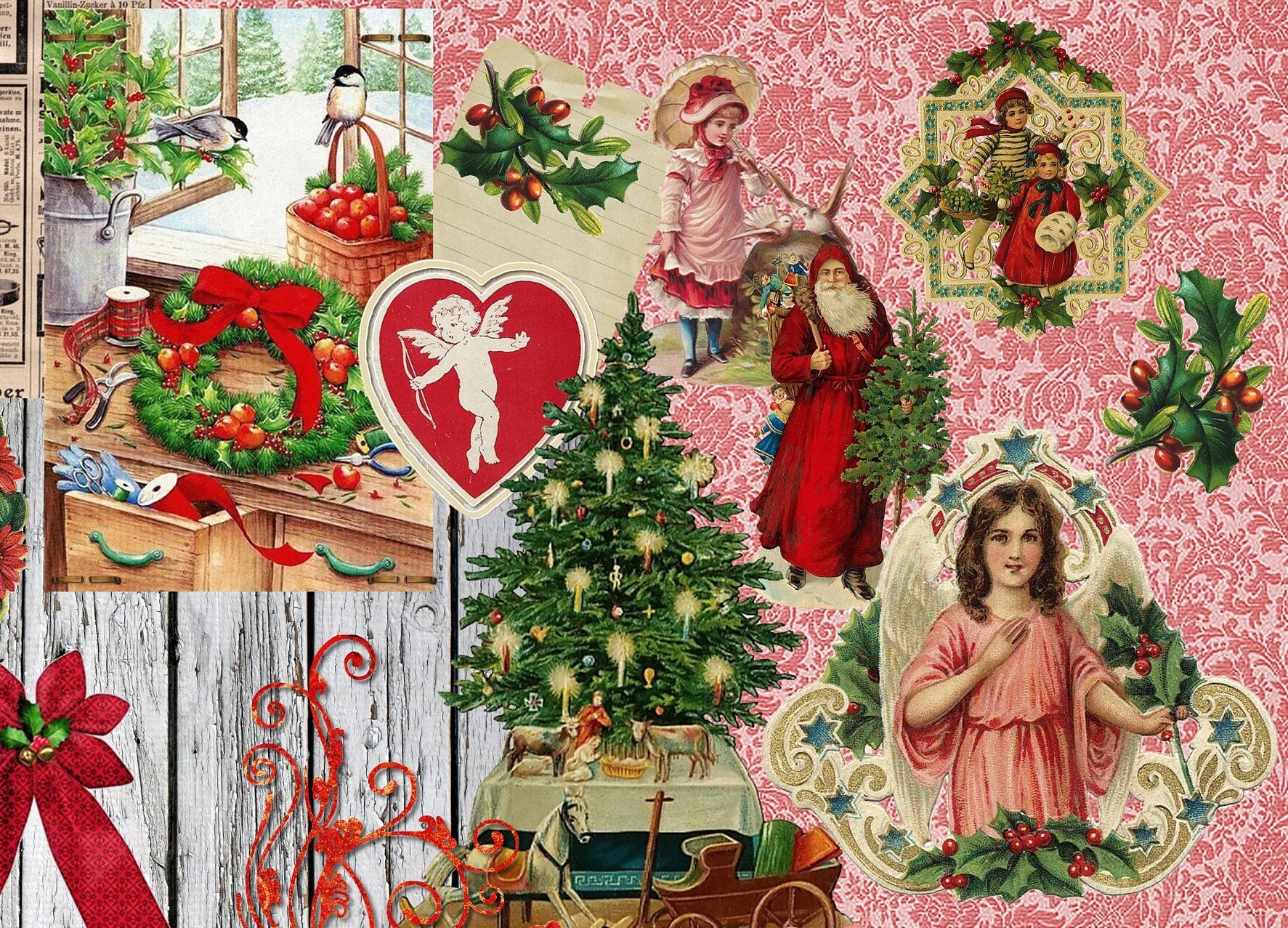 Christmas Large Rice Paper for Decoupage - Furniture Decoupage - Vintage Decoupage - Decoupage Paper