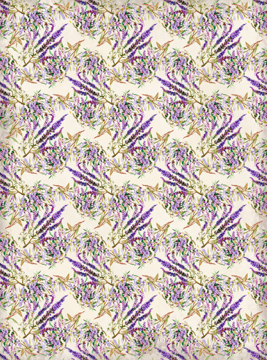 Purple Flowers - Large Rice Paper for Decoupage - Furniture Decoupage - Vintage Decoupage - Decoupage Paper