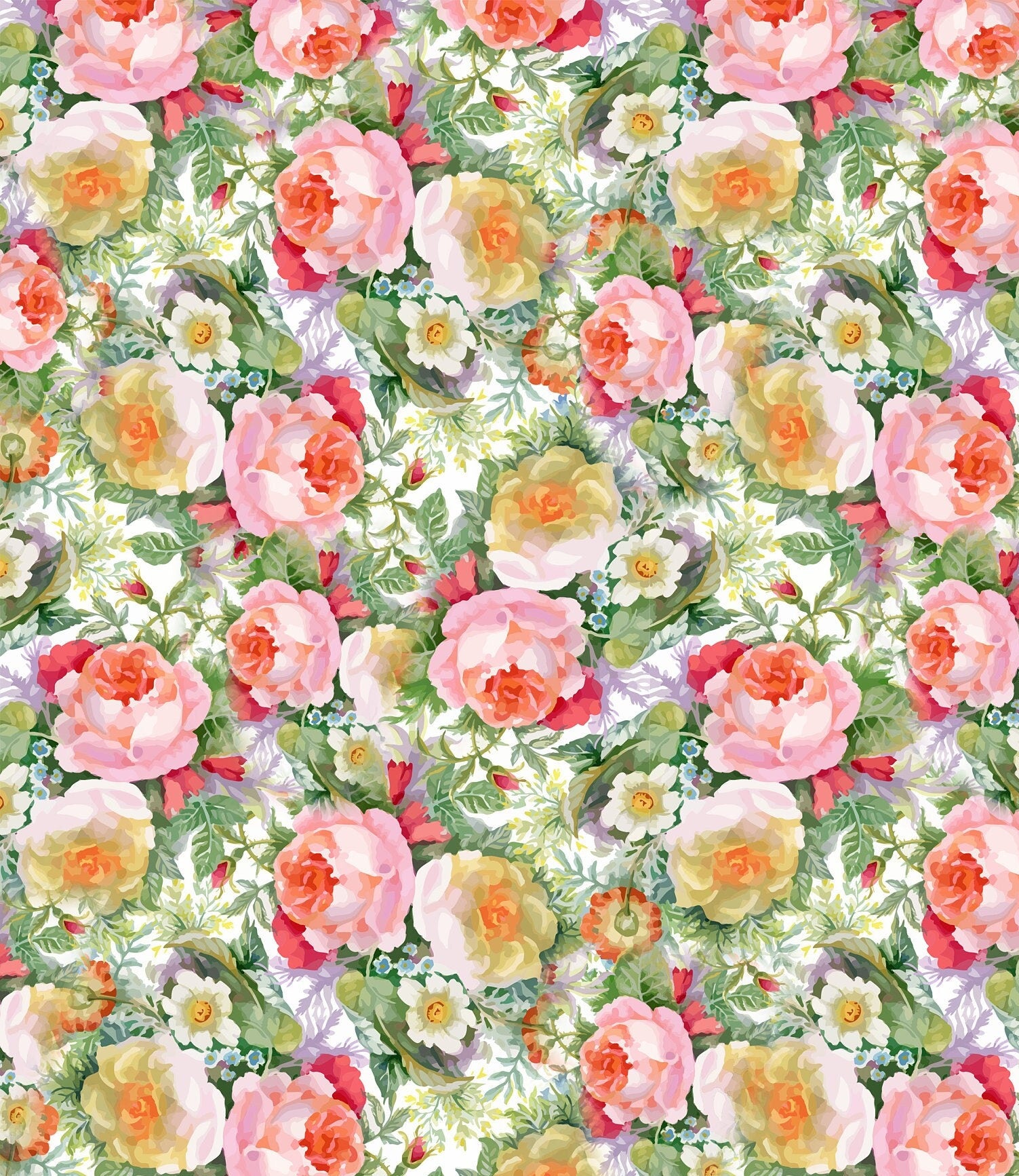 Yellow & Pink Roses - Large Rice Paper for Decoupage - Furniture Decoupage - Vintage Decoupage - Floral Decoupage Paper