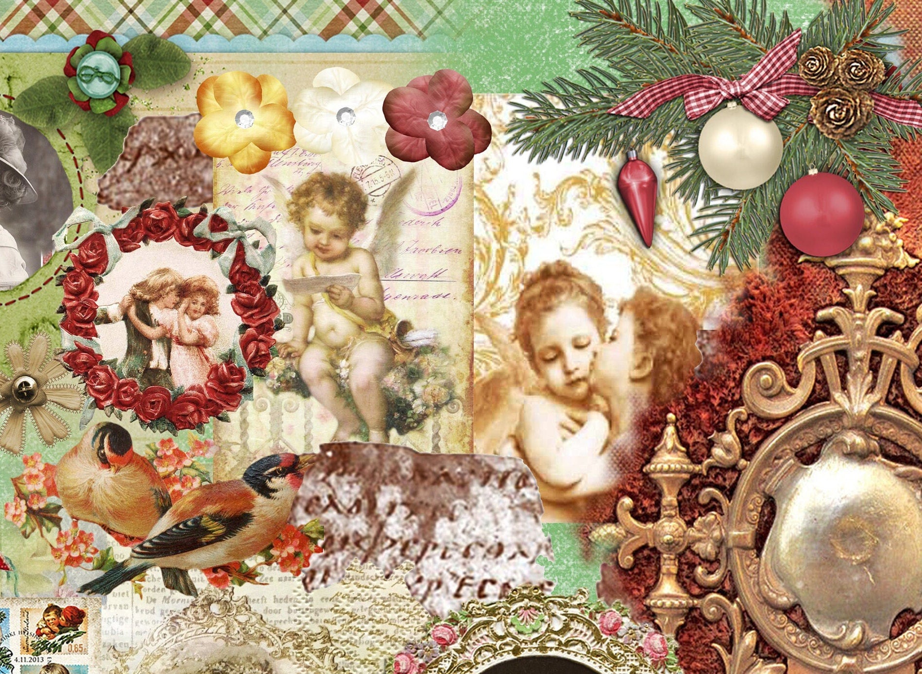 Christmas Large Rice Paper for Decoupage - Furniture Decoupage - Vintage Decoupage - Decoupage Paper