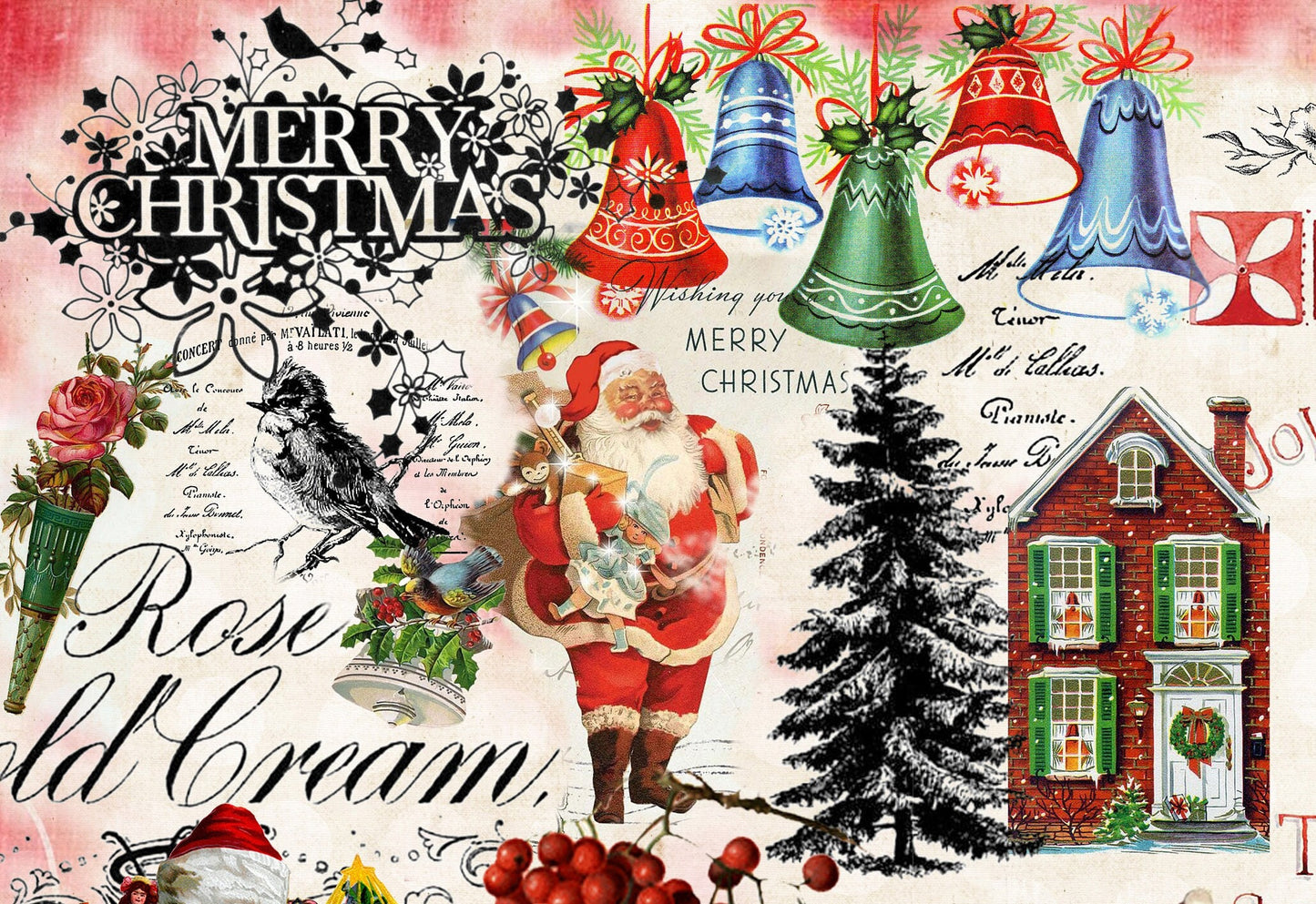 Christmas Large Rice Paper for Decoupage - Furniture Decoupage - Vintage Decoupage - Decoupage Paper