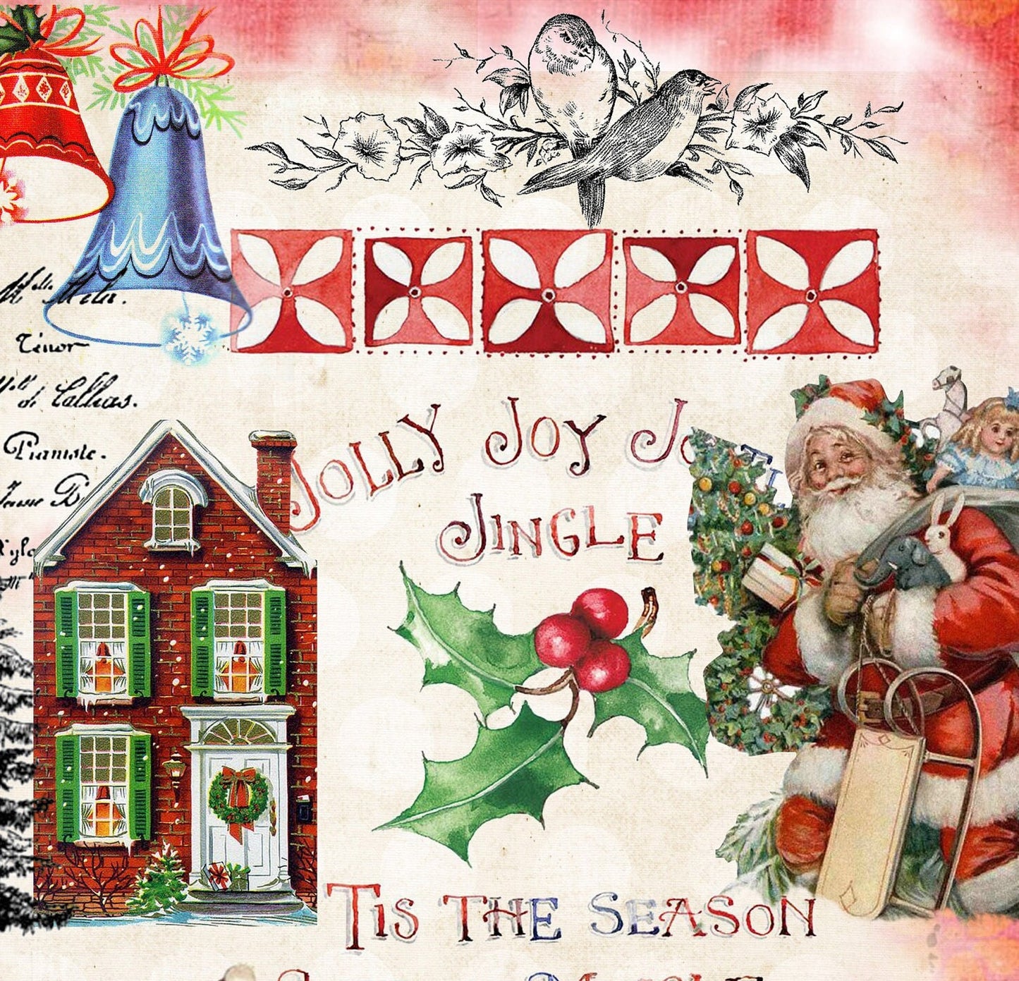 Christmas Large Rice Paper for Decoupage - Furniture Decoupage - Vintage Decoupage - Decoupage Paper