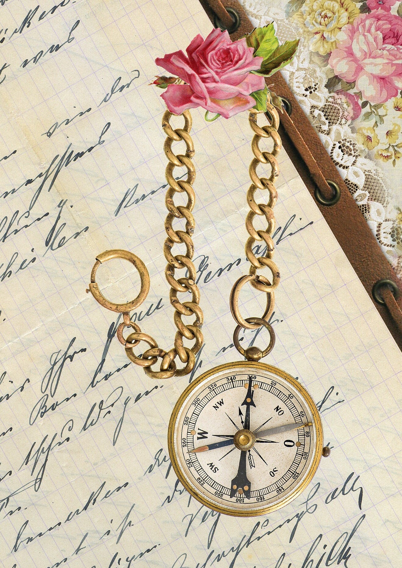 Clock Rose - Large Rice Paper for Decoupage - Furniture Decoupage - Vintage Decoupage - Decoupage Paper