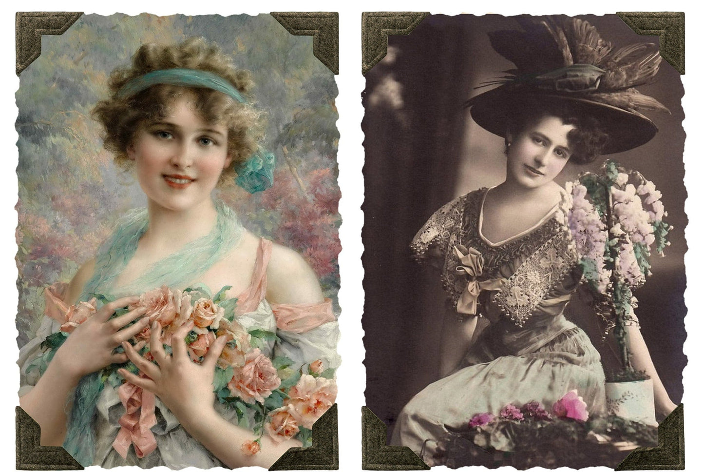 Women Portrait - Large Rice Paper for Decoupage - Furniture Decoupage - Vintage Decoupage - Decoupage Paper