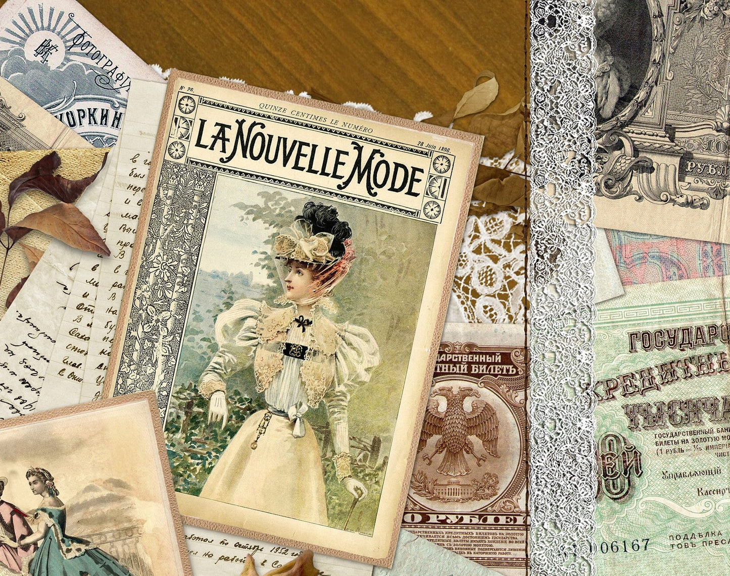 La Nouvelle Mode - Large Rice Paper for Decoupage - Furniture Decoupage - Vintage Decoupage - Decoupage Paper