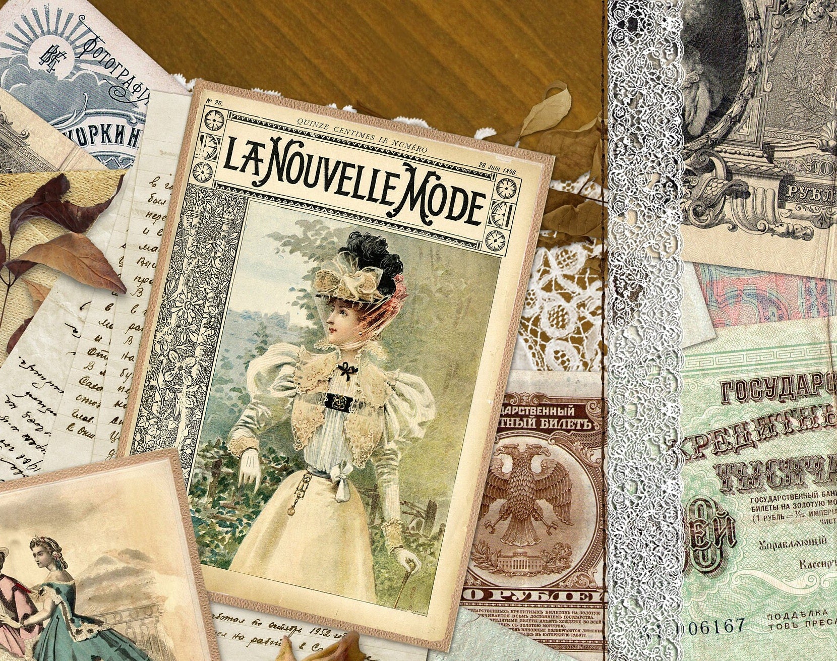 La Nouvelle Mode - Large Rice Paper for Decoupage - Furniture Decoupage - Vintage Decoupage - Decoupage Paper