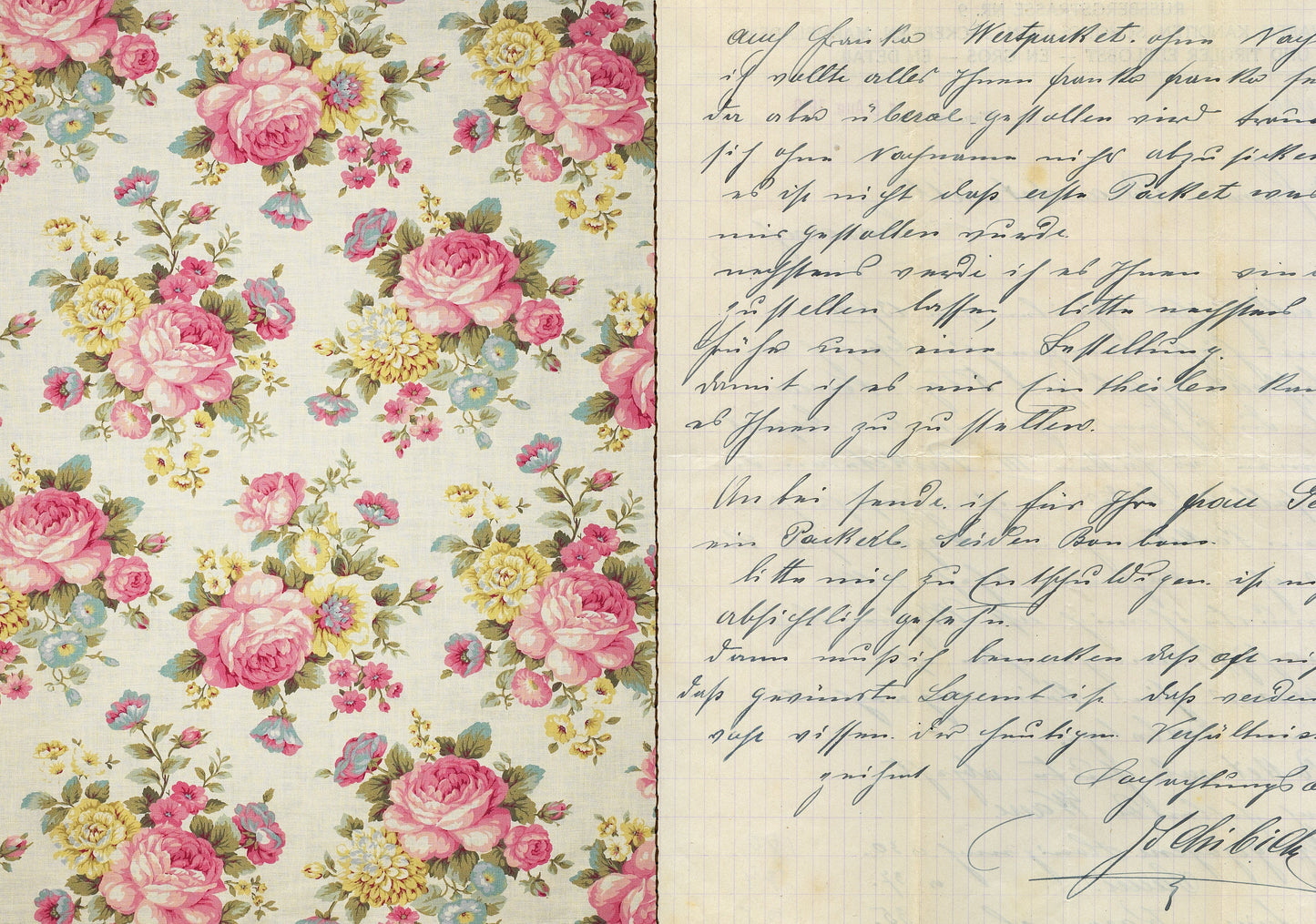 Roses Handwrite - Large Rice Paper for Decoupage - Furniture Decoupage - Vintage Decoupage - Decoupage Paper