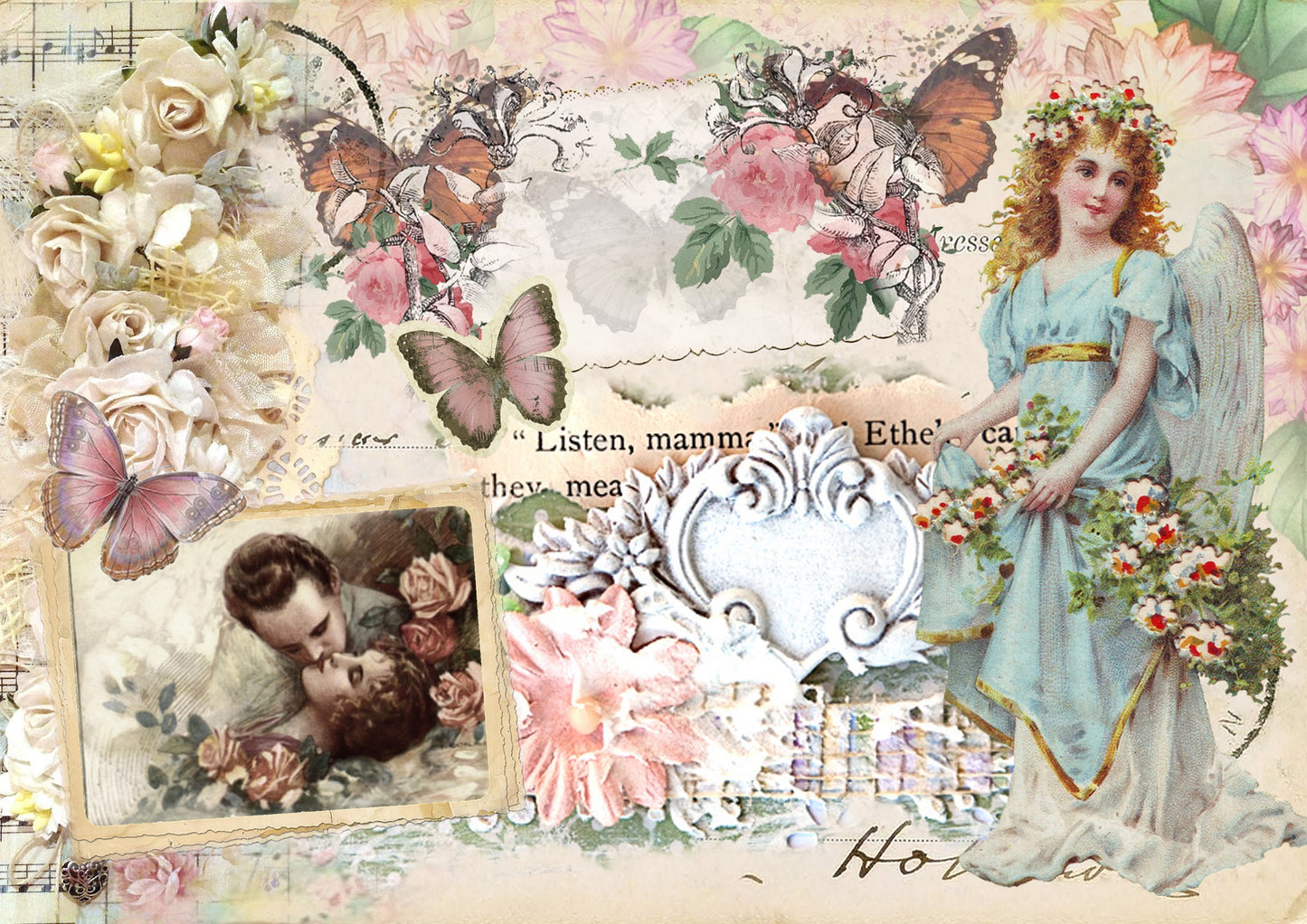 Romance - Large Rice Paper for Decoupage - Furniture Decoupage - Vintage Decoupage - Decoupage Paper