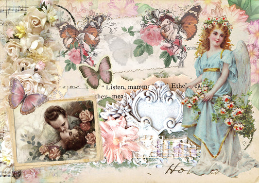 Romance - Large Rice Paper for Decoupage - Furniture Decoupage - Vintage Decoupage - Decoupage Paper