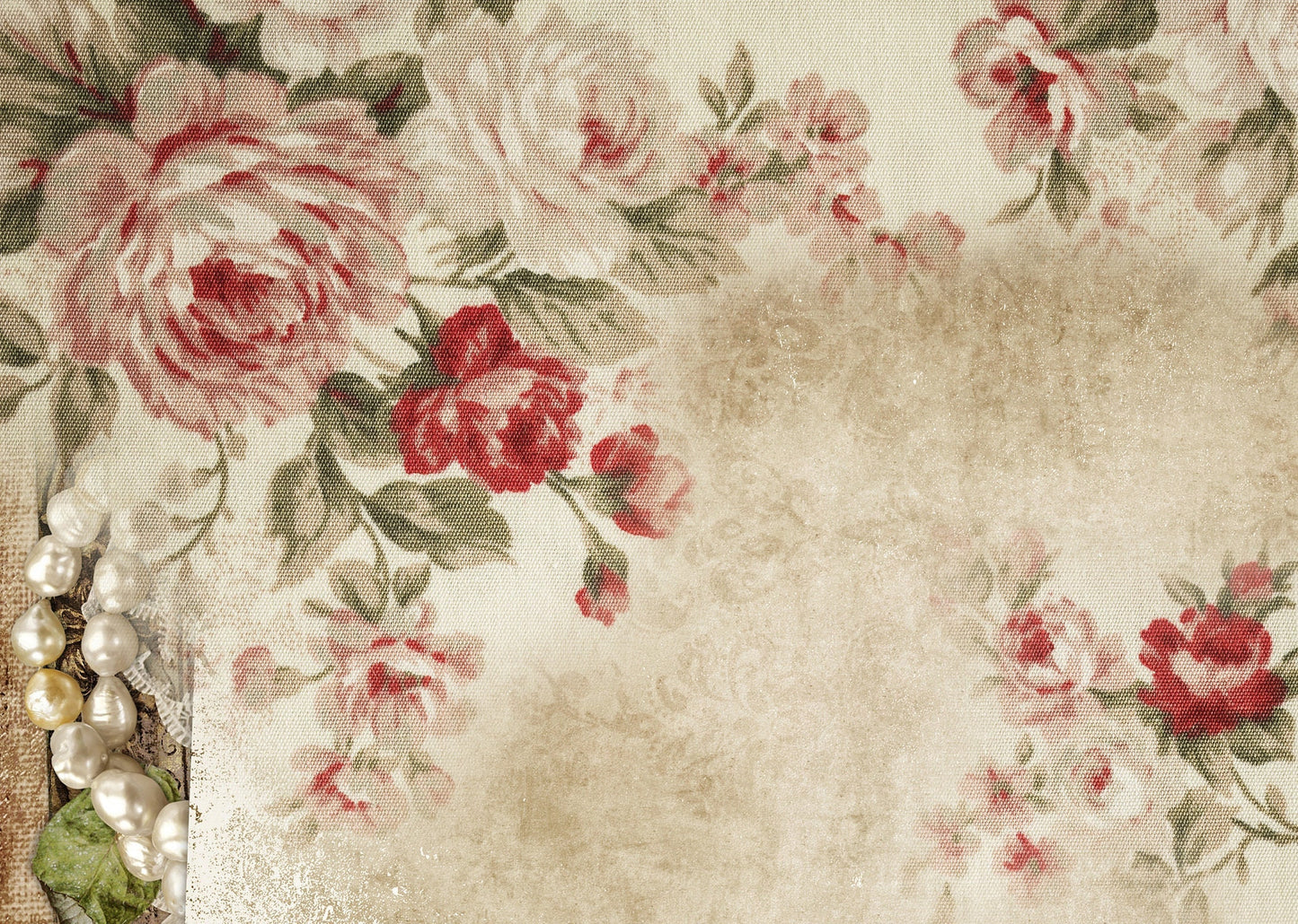 Roses Pearl Rice Paper – Large Vintage Decoupage Paper