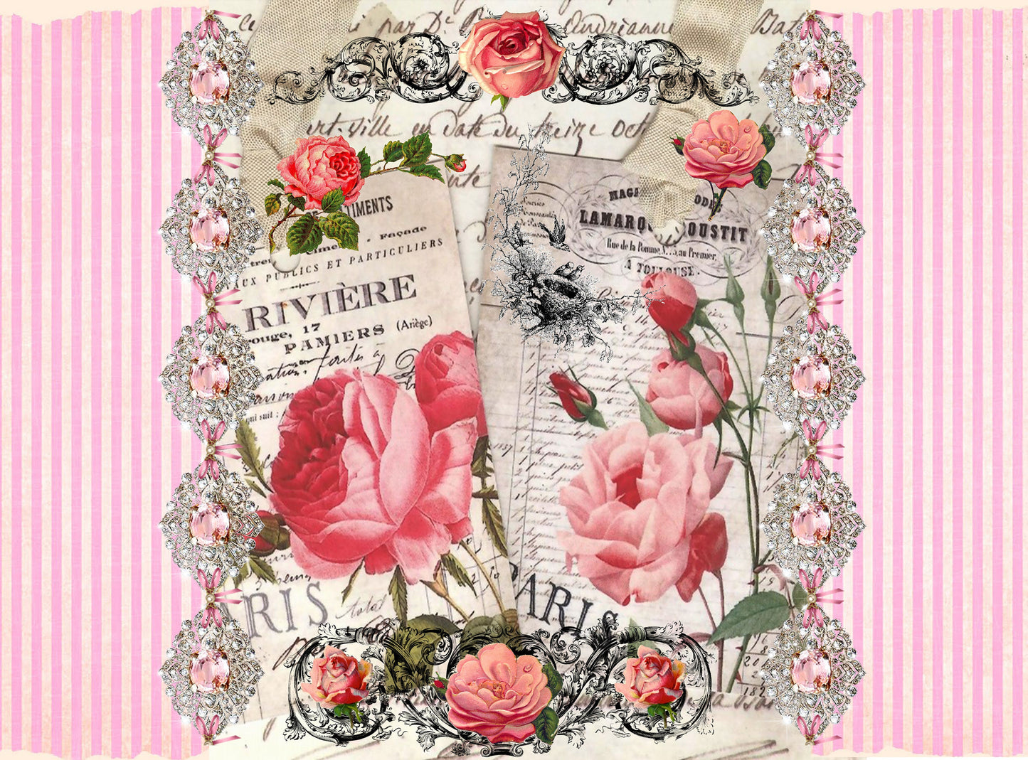 Roses - Large Rice Paper for Decoupage - Furniture Decoupage - Vintage Decoupage - Floral Decoupage Paper