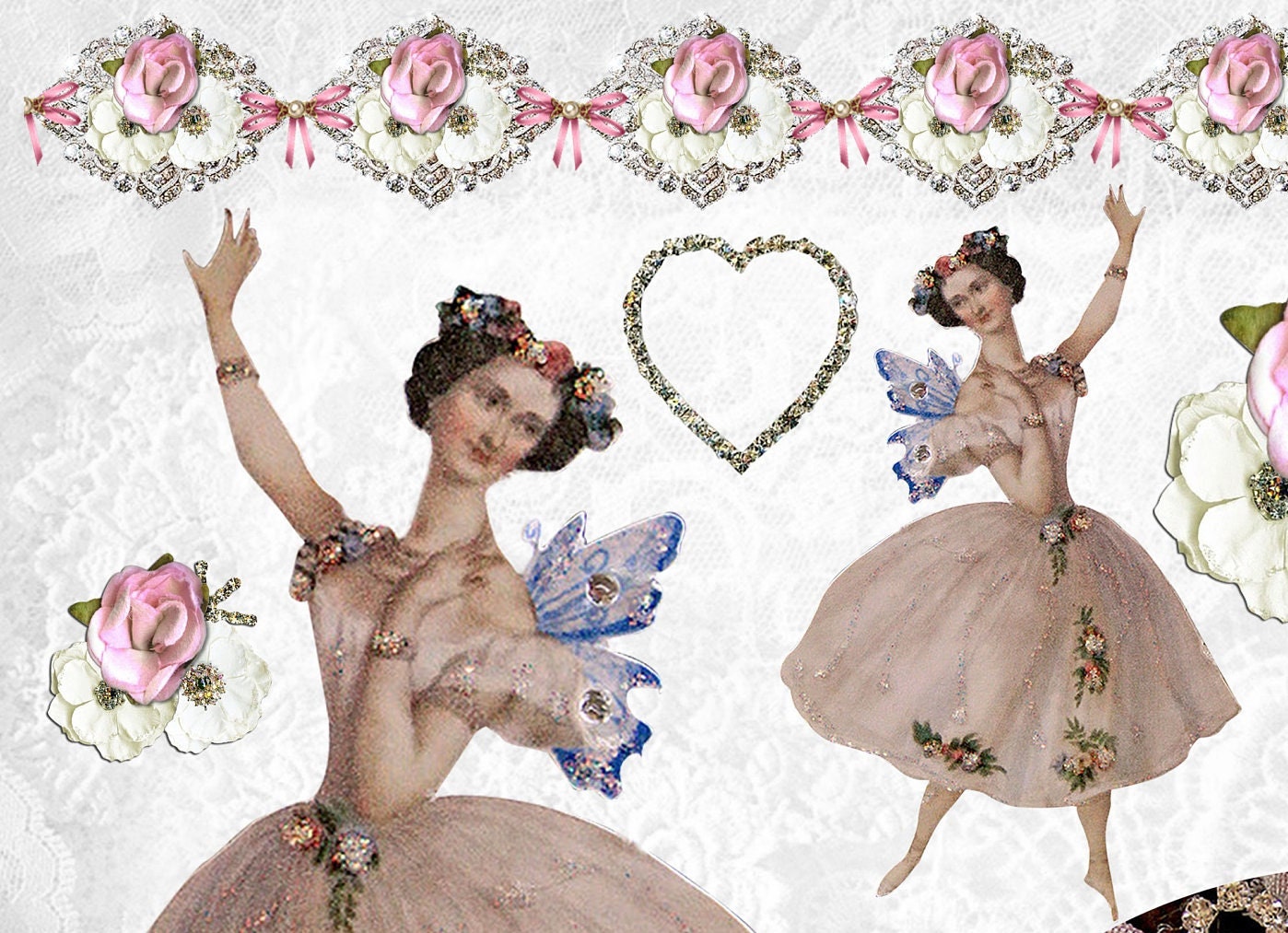 Balerina - Large Rice Paper for Decoupage - Furniture Decoupage - Vintage Decoupage - Floral Decoupage Paper
