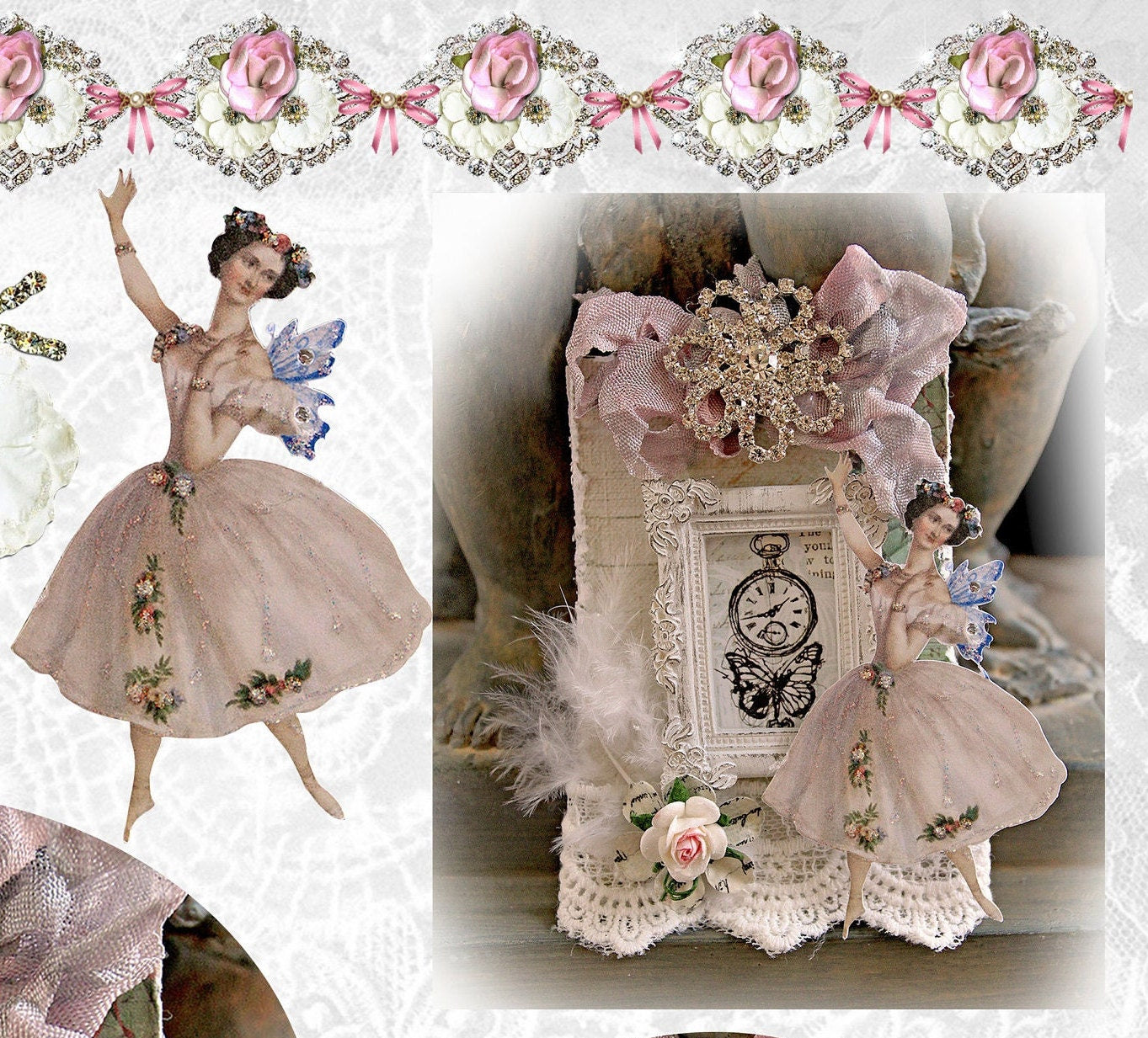 Balerina - Large Rice Paper for Decoupage - Furniture Decoupage - Vintage Decoupage - Floral Decoupage Paper