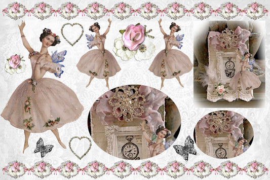 Balerina - Large Rice Paper for Decoupage - Furniture Decoupage - Vintage Decoupage - Floral Decoupage Paper