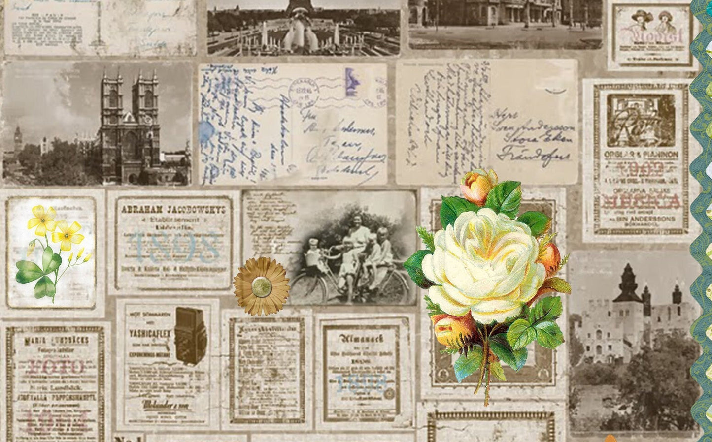 Large Decoupage for Furniture - Vintage Decoupage - Floral Decoupage Paper - Rice Paper - White Rose