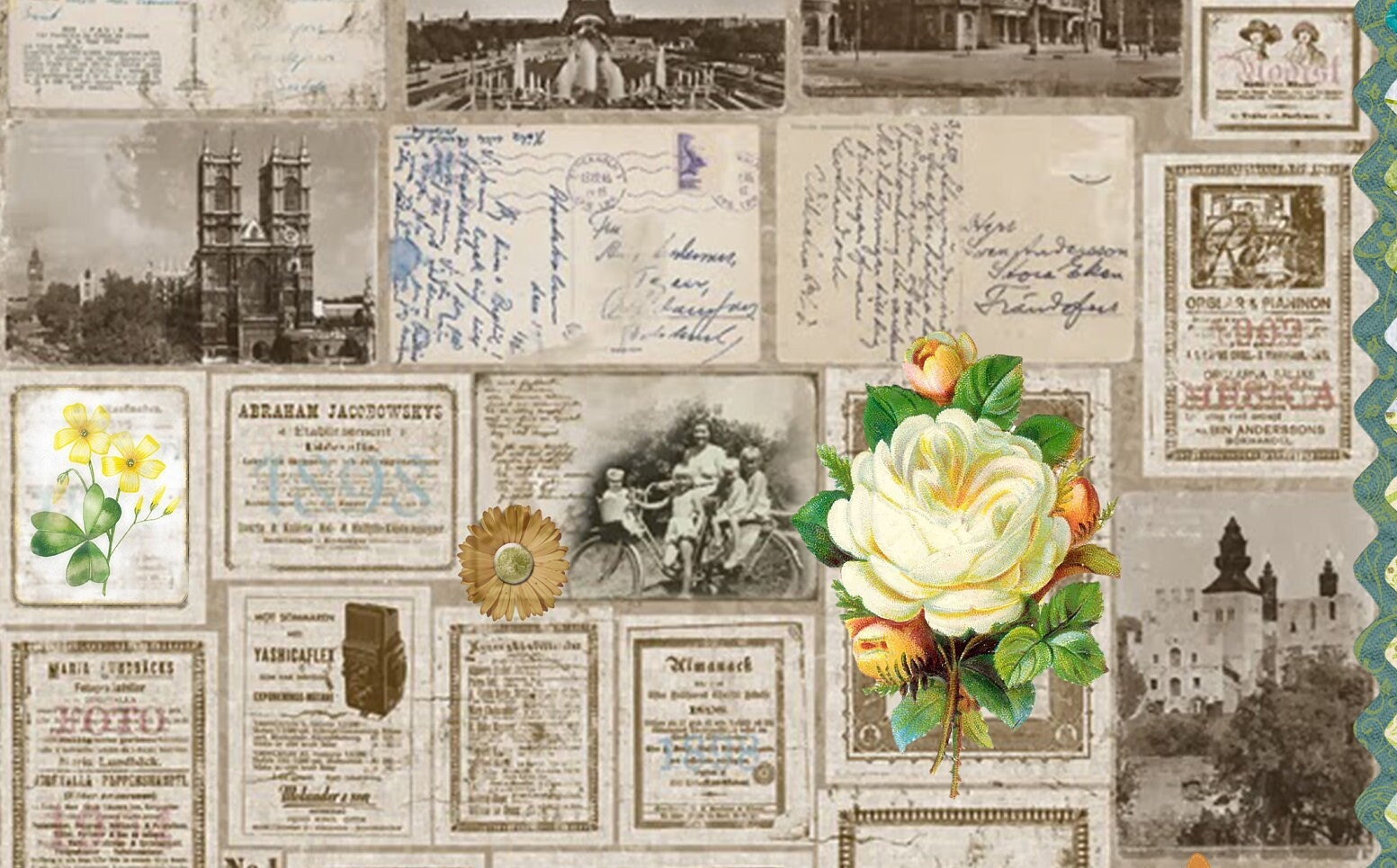 Large Decoupage for Furniture - Vintage Decoupage - Floral Decoupage Paper - Rice Paper - White Rose