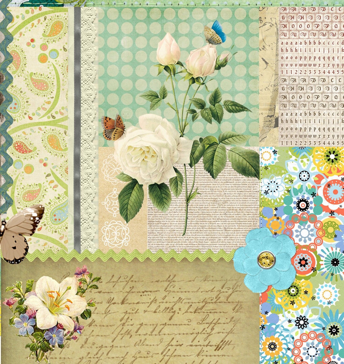 Large Decoupage for Furniture - Vintage Decoupage - Floral Decoupage Paper - Rice Paper - White Rose