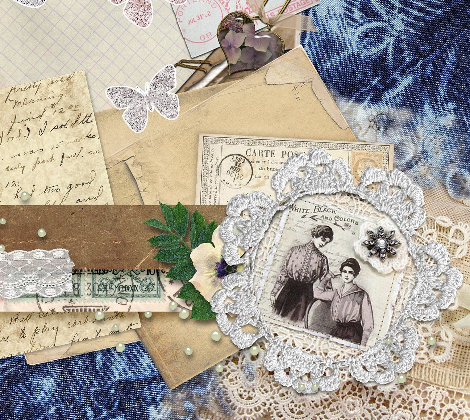Large Decoupage for Furniture - Vintage Decoupage - Floral Decoupage Paper - Rice Paper - Collage