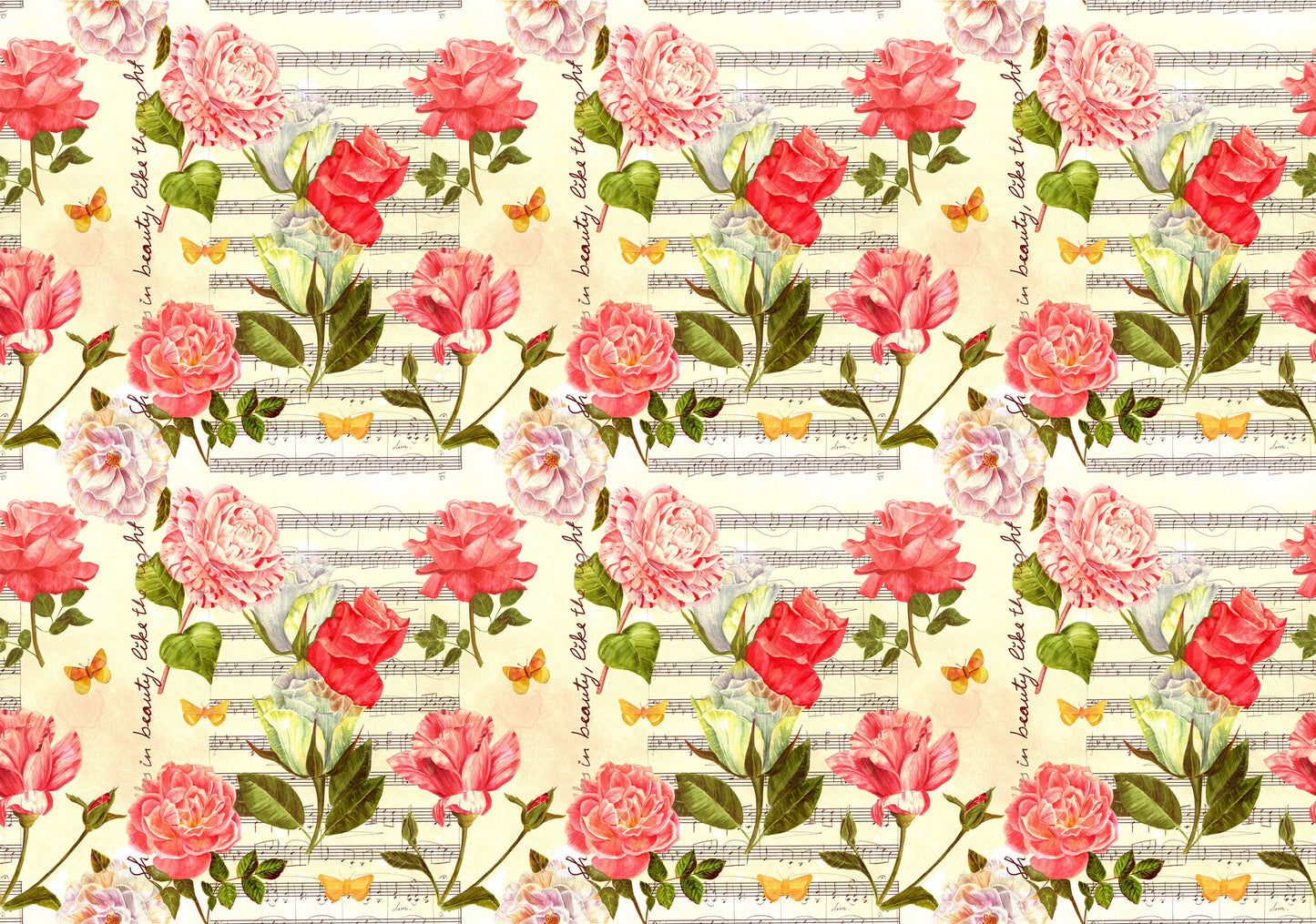 Large Decoupage for Furniture - Vintage Decoupage - Floral Decoupage Paper - Rice Paper - Pink Red Roses